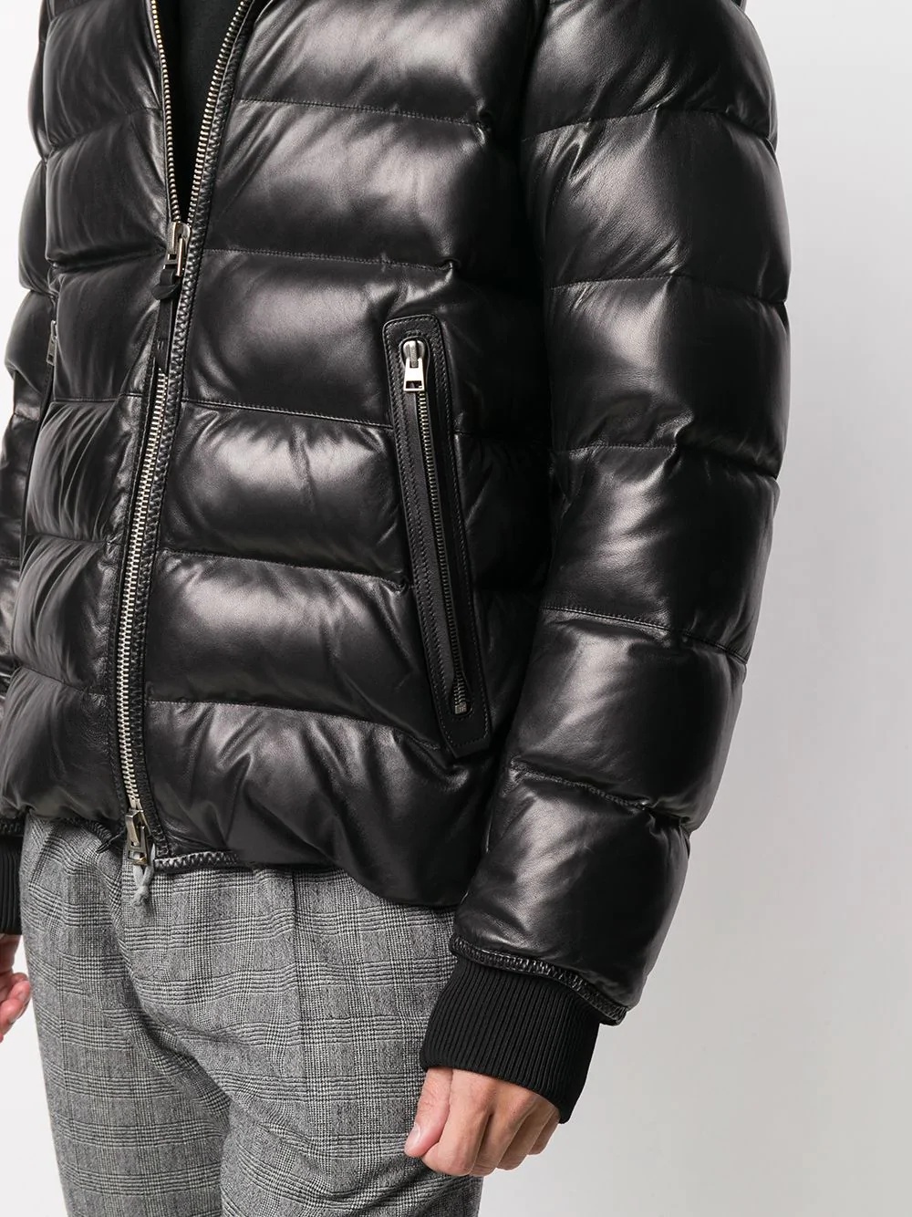 patent-finish puffer jacket - 5