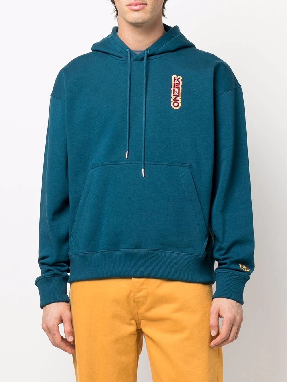 embroidered-logo drawstring hoodie - 3