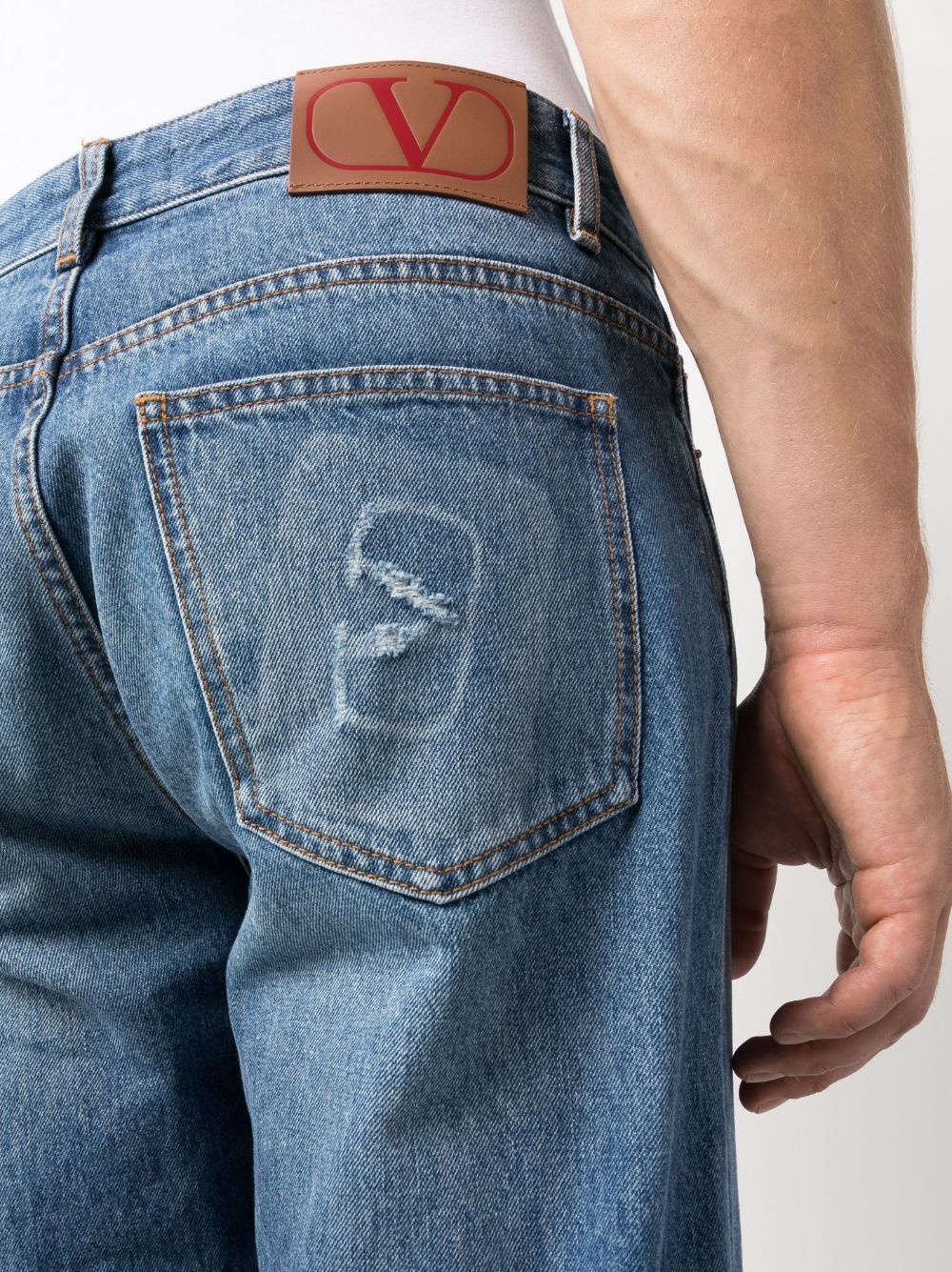 cropped faded jeans - 5