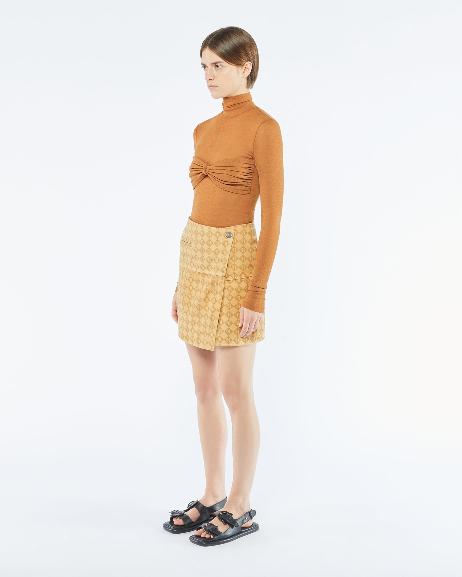 Laser Faded Monogram Camel Skirt - 4