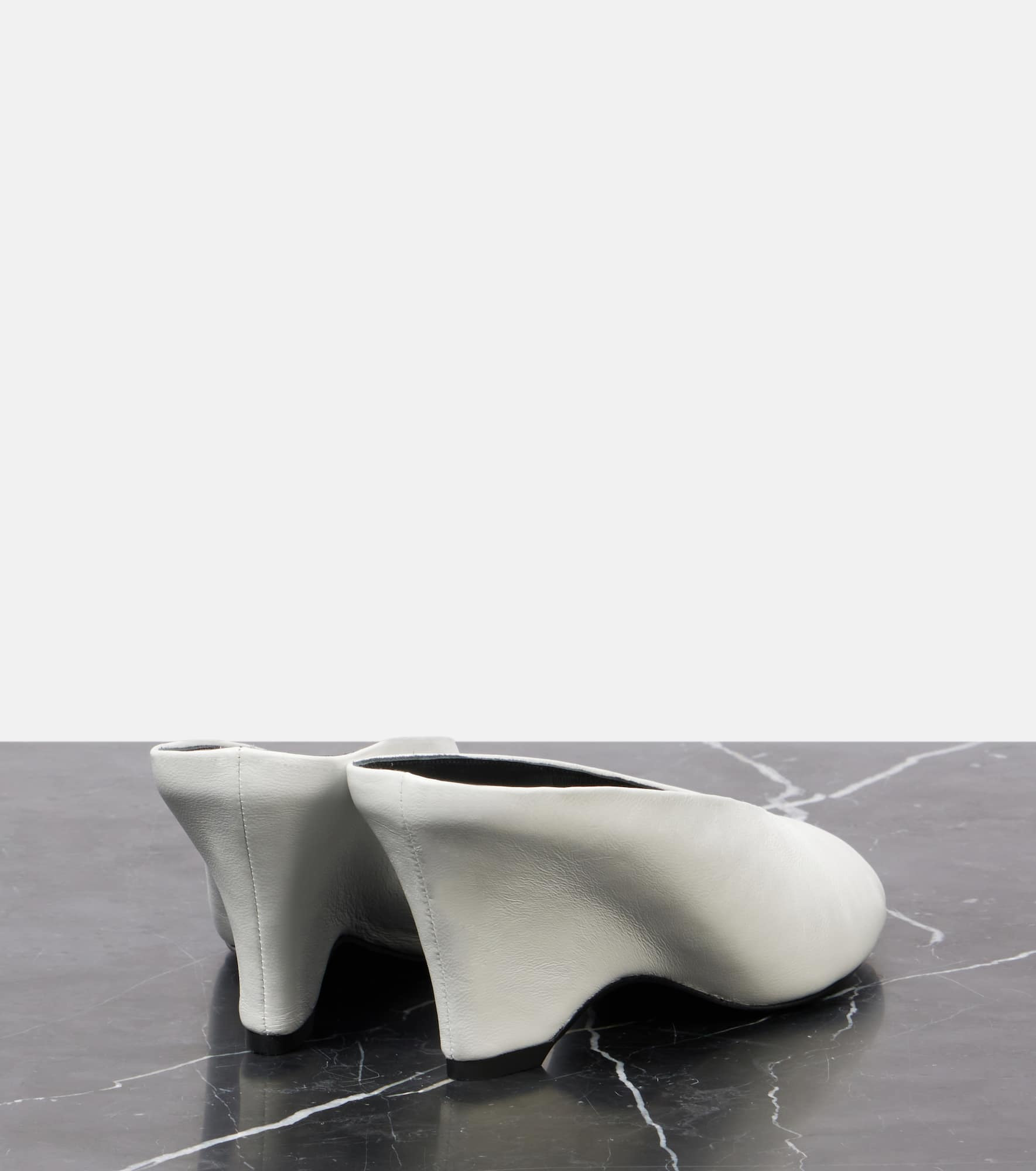 Cloak 75 leather peep-toe wedge mules - 2