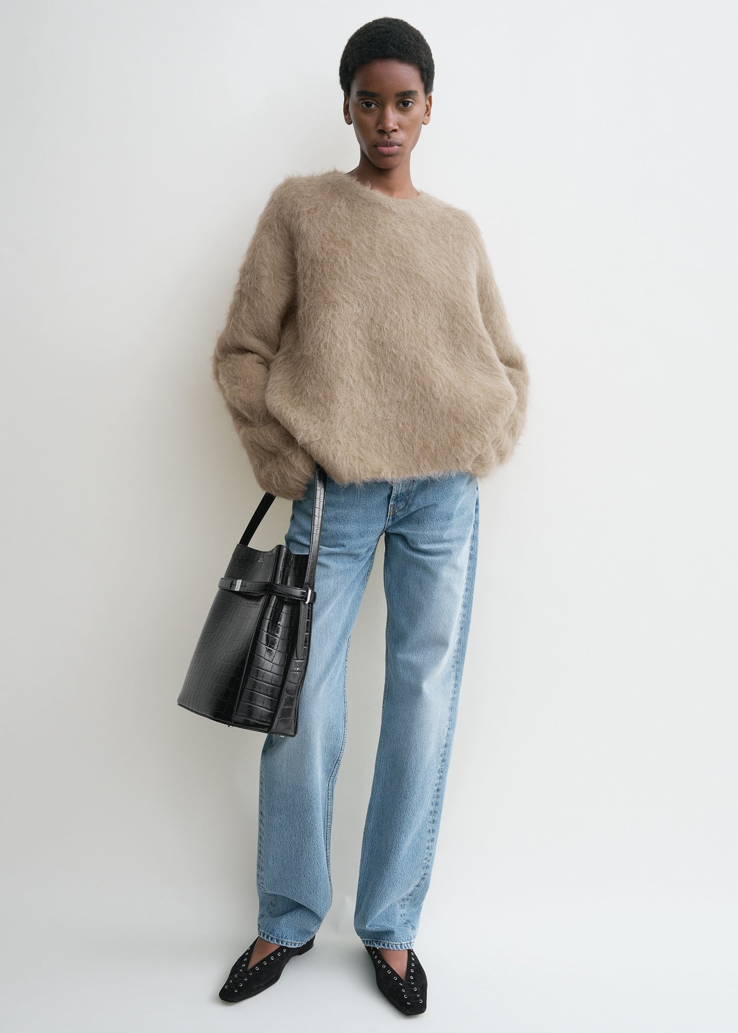 Boxy alpaca knit truffle melange - 2