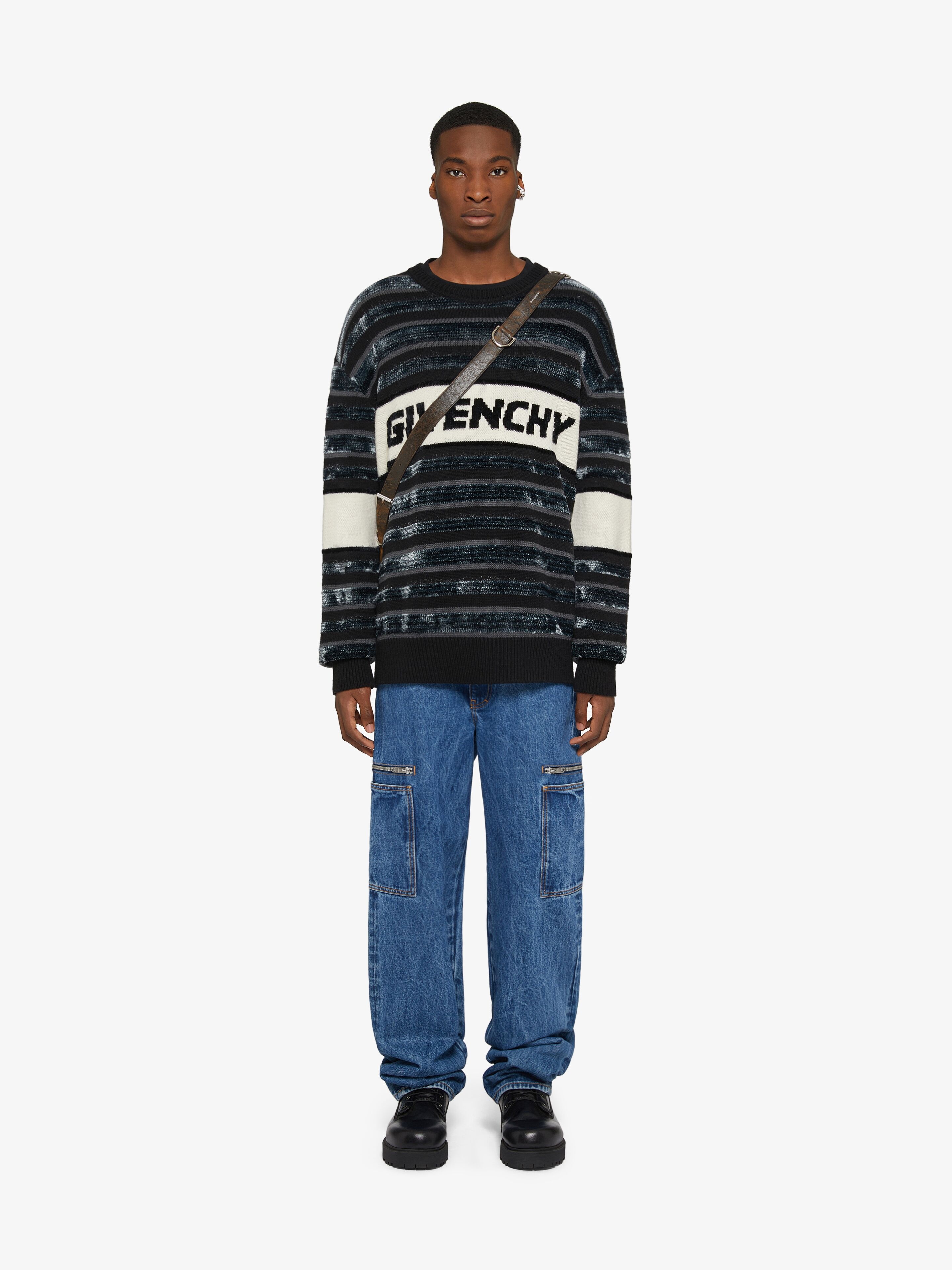 LOOSE FIT CARGO PANTS IN MARBLE DENIM - 2