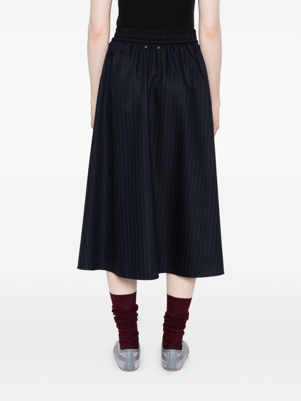 pinstripe button-detailing midi A-line skirt - 4