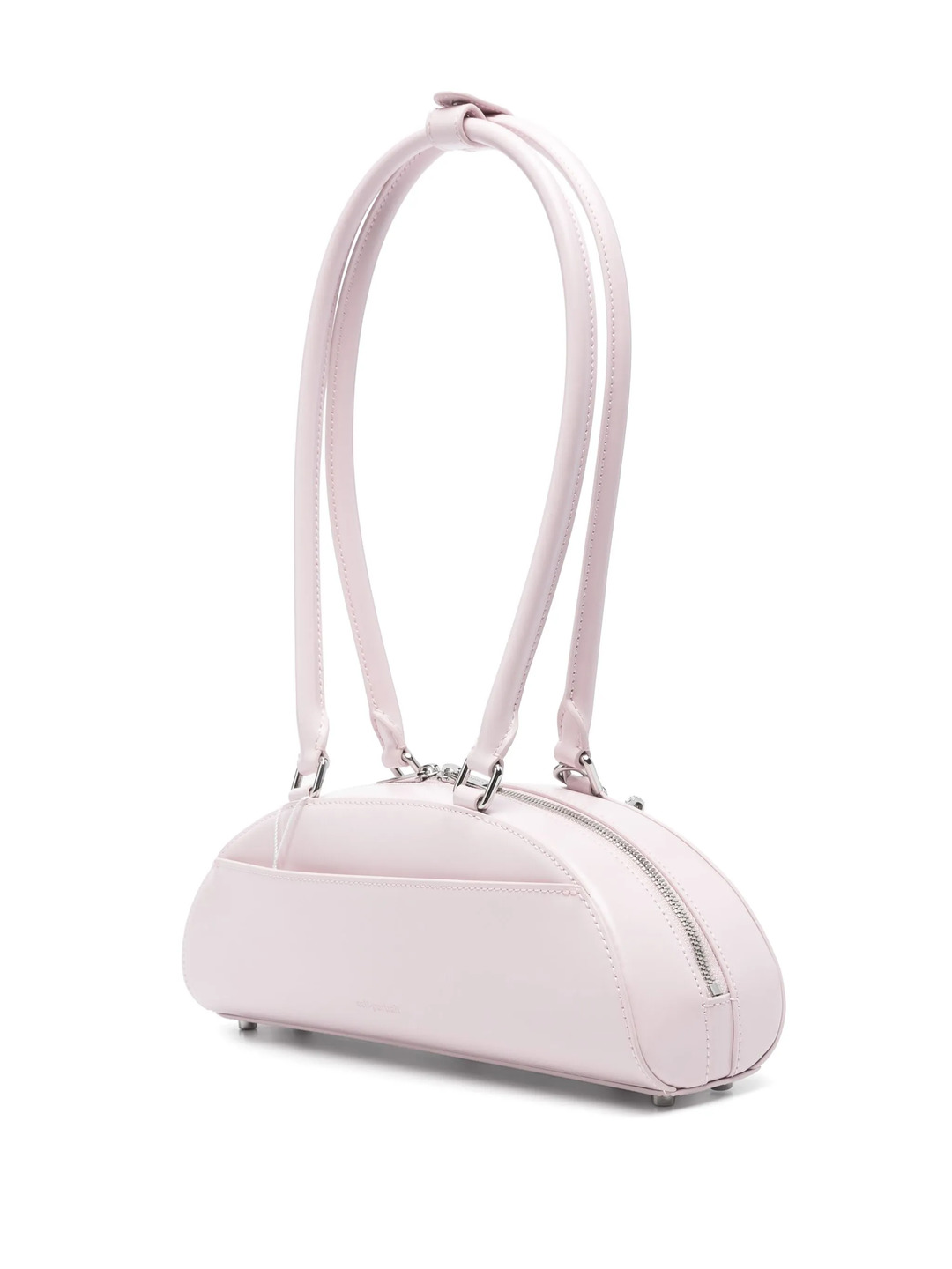 Lilac Leather Curved Charm Shoulder Bag - 3