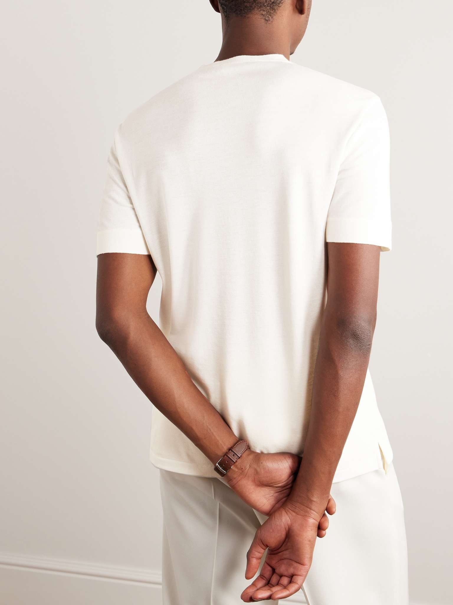 Cotton, Silk and Linen-Blend Piqué T-Shirt - 3
