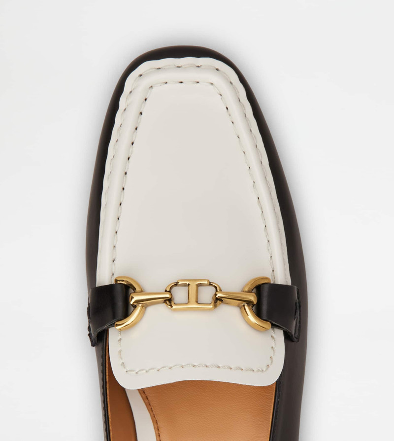 LOAFERS IN LEATHER - BLACK, WHITE 4