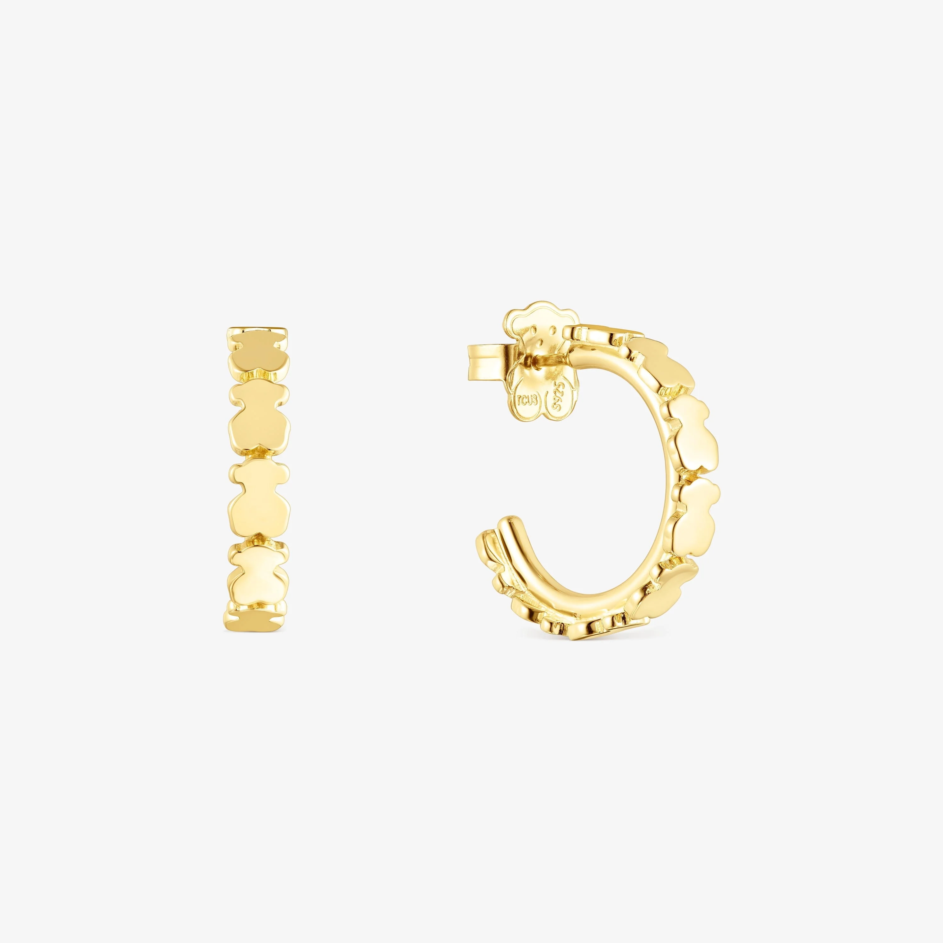 Silver vermeil Straight hoop Earrings - 1