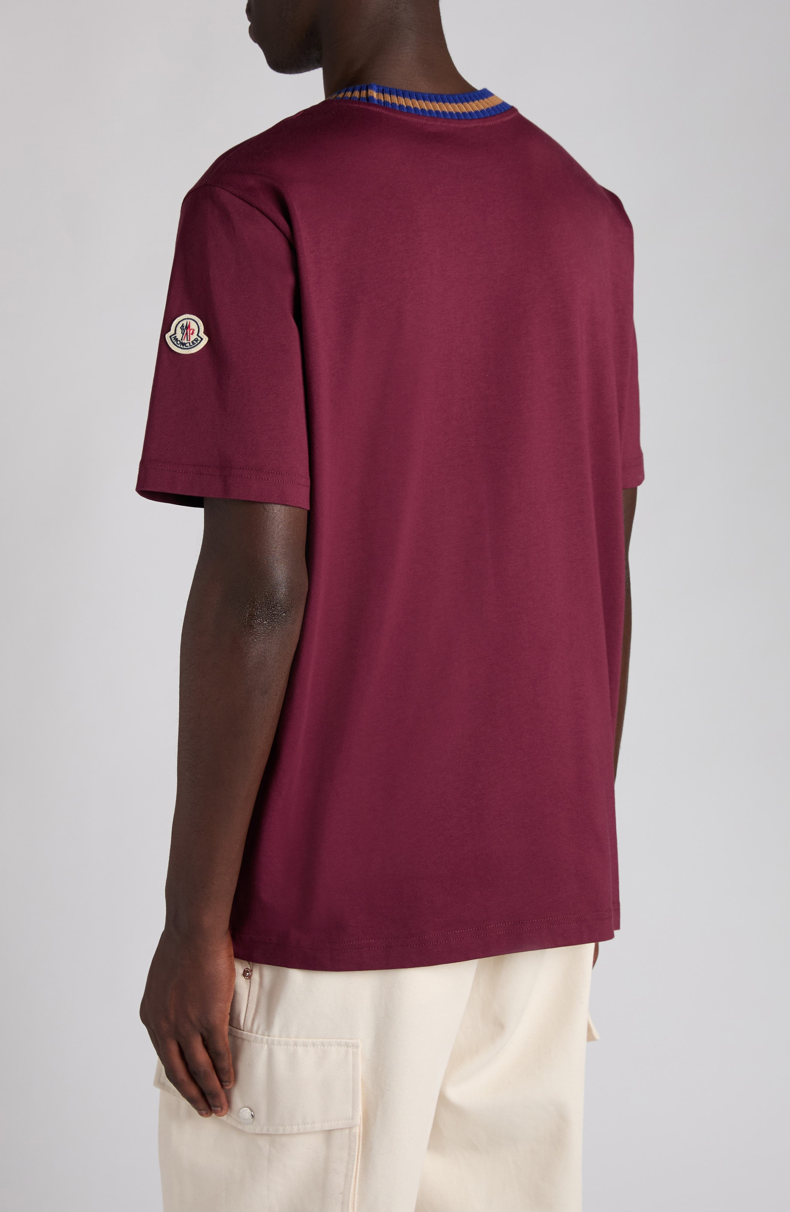 Moncler Logo Embroidered Cotton T-Shirt in Goth Red at Nordstrom - 2