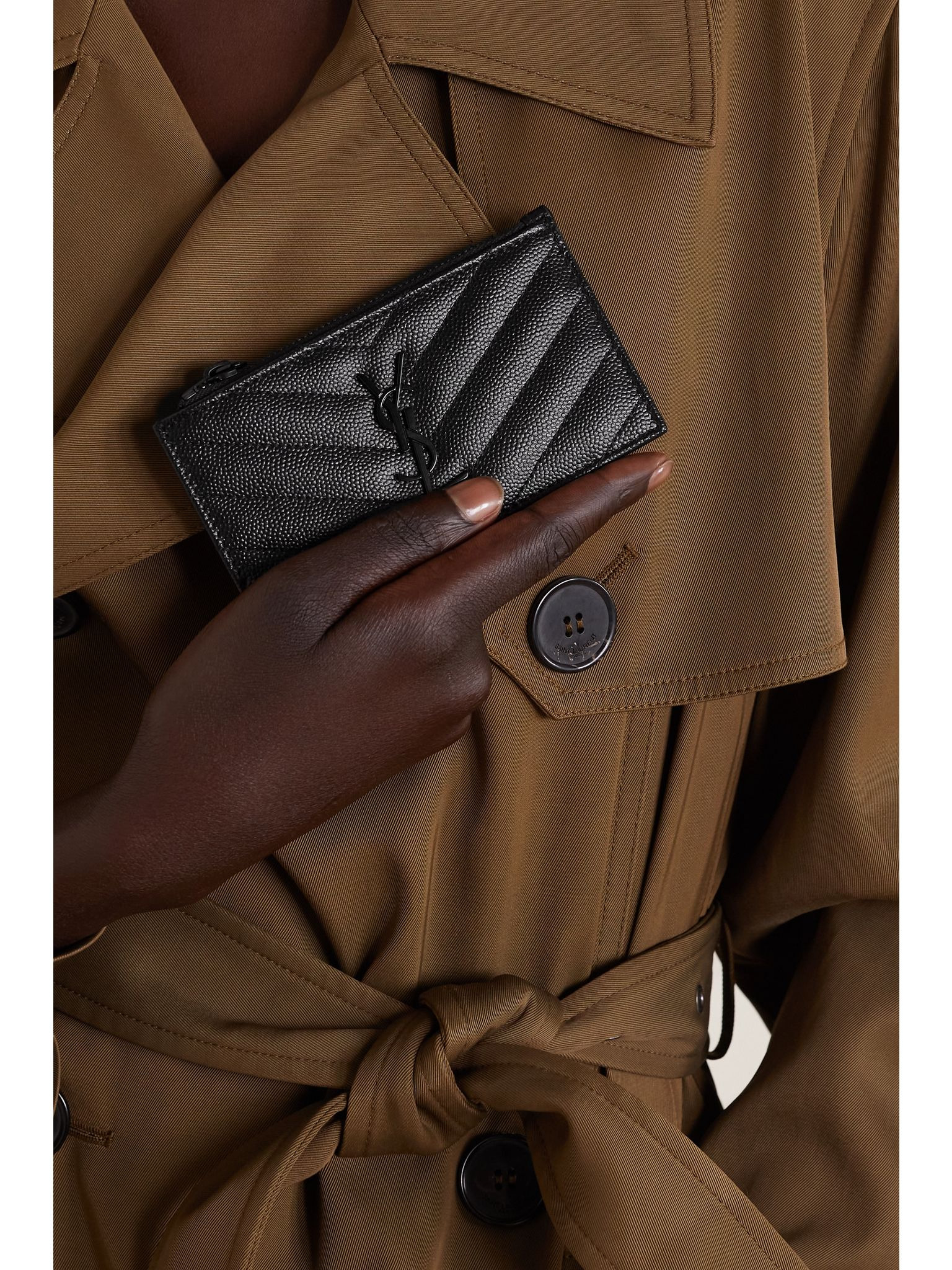 Monogramme quilted textured-leather cardholder Black - 2