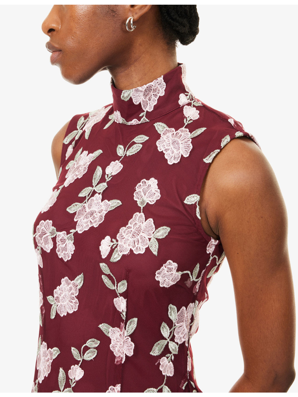 Asyna Floral-Embroidered Mesh Maxi Dress - 5