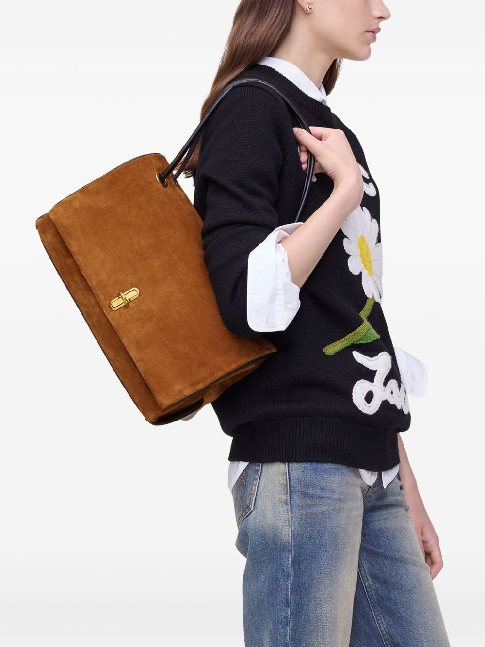 medium suede shoulder bag - 2