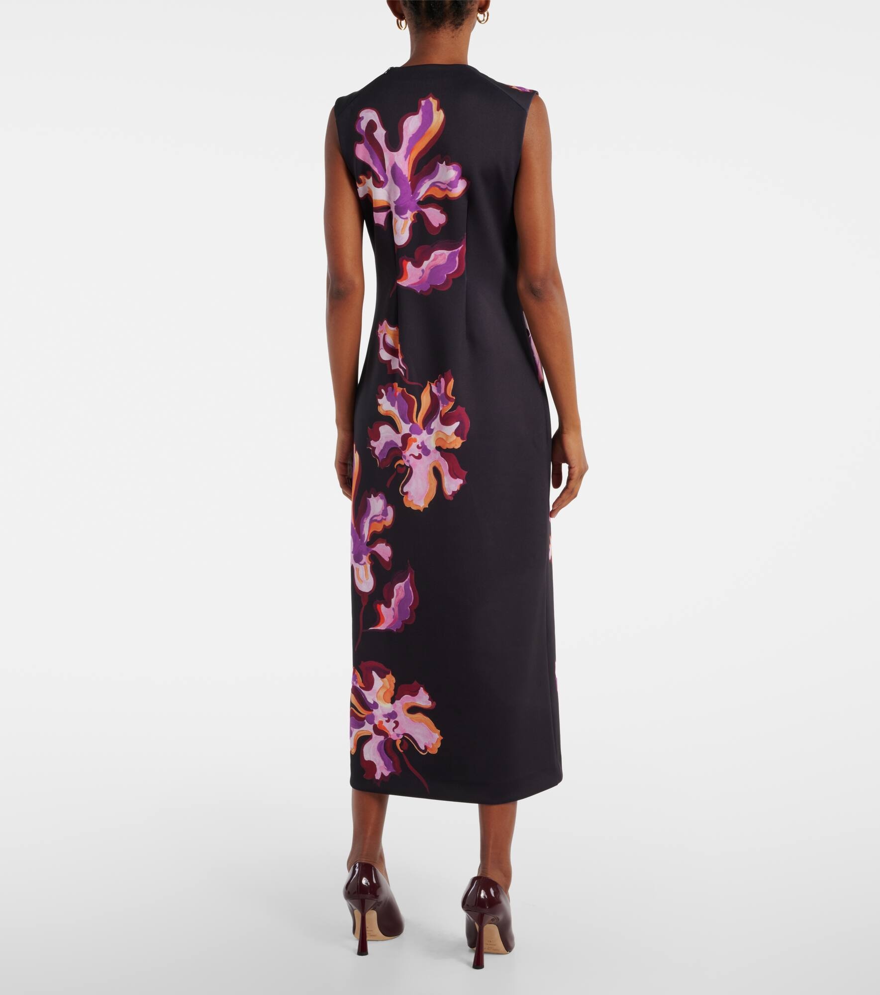 Floral neoprene midi dress - 3