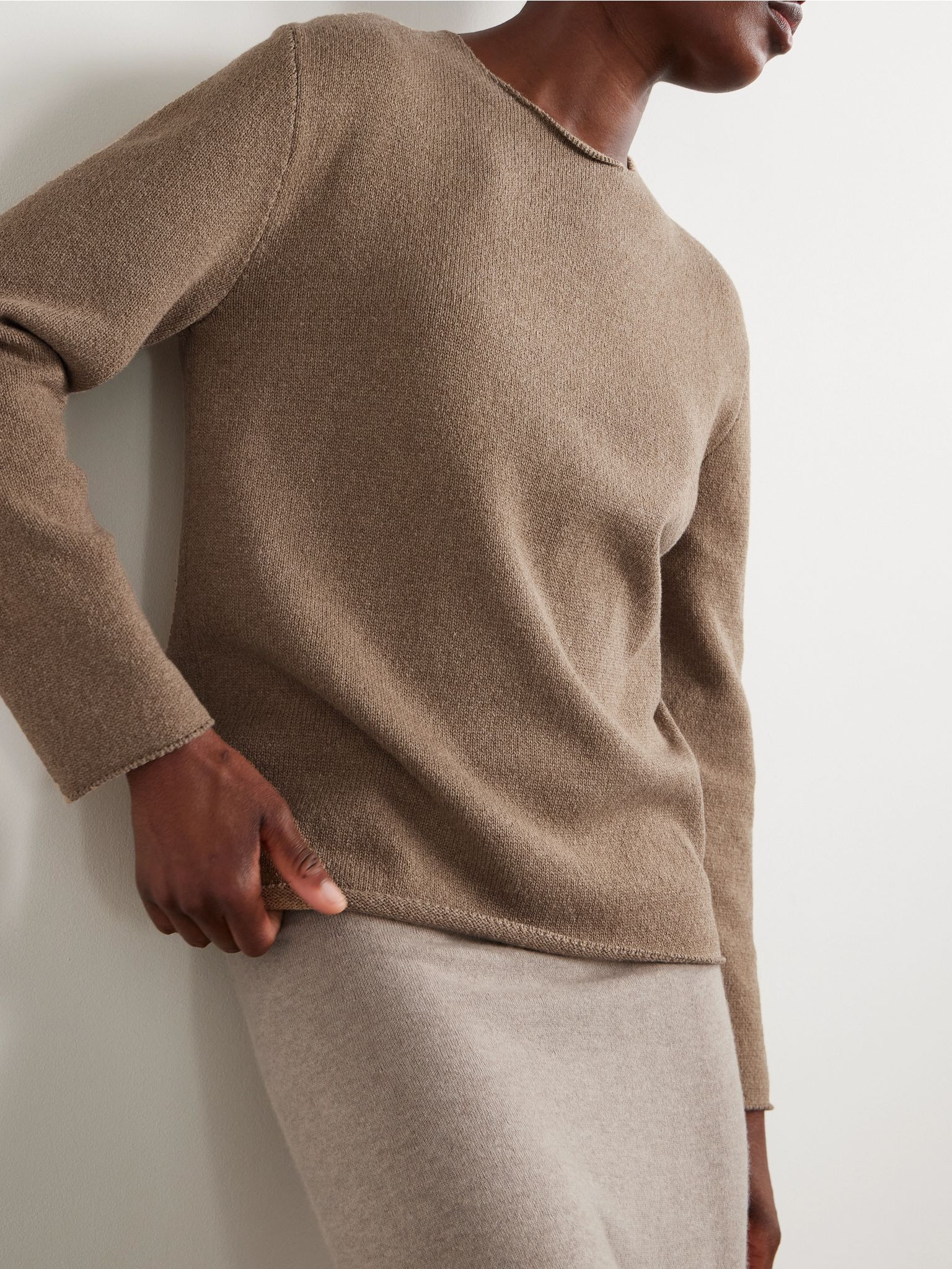 Jhaio cotton and wool-blend sweater Light brown - 3