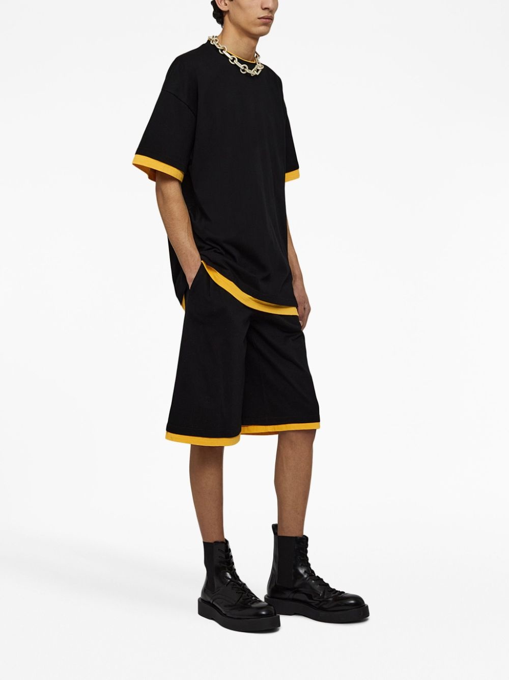 logo-print two-tone T-shirt - 3