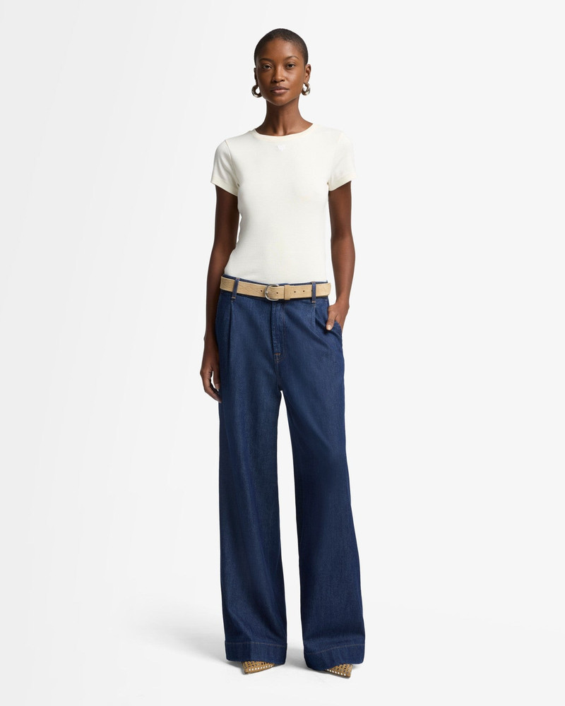 7 For All Mankind Weightless Pleated Denim Trouser in Halona outlook