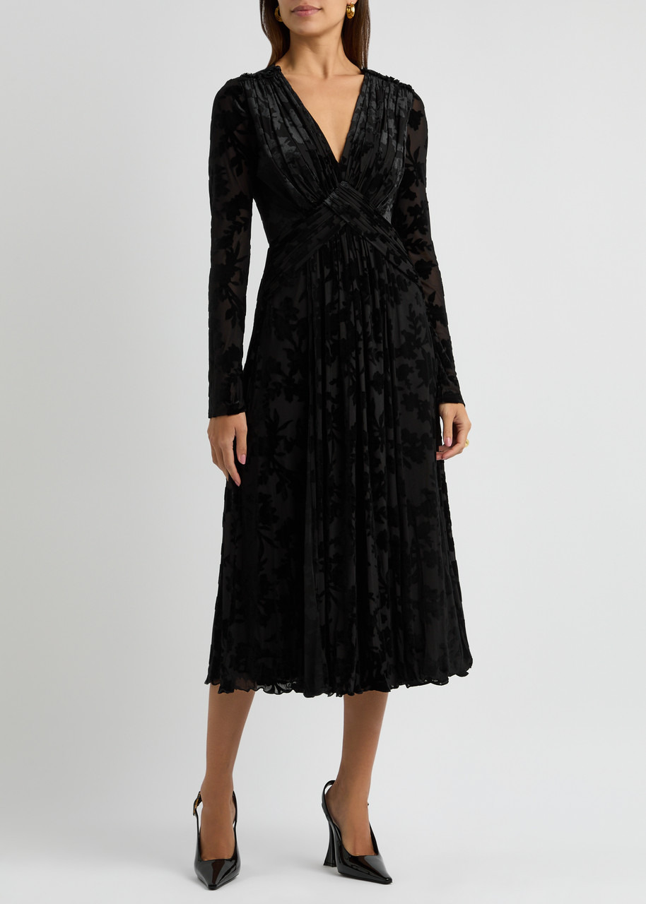 Diane Von Furstenberg Strand Flocked Mesh Midi Dress - 2