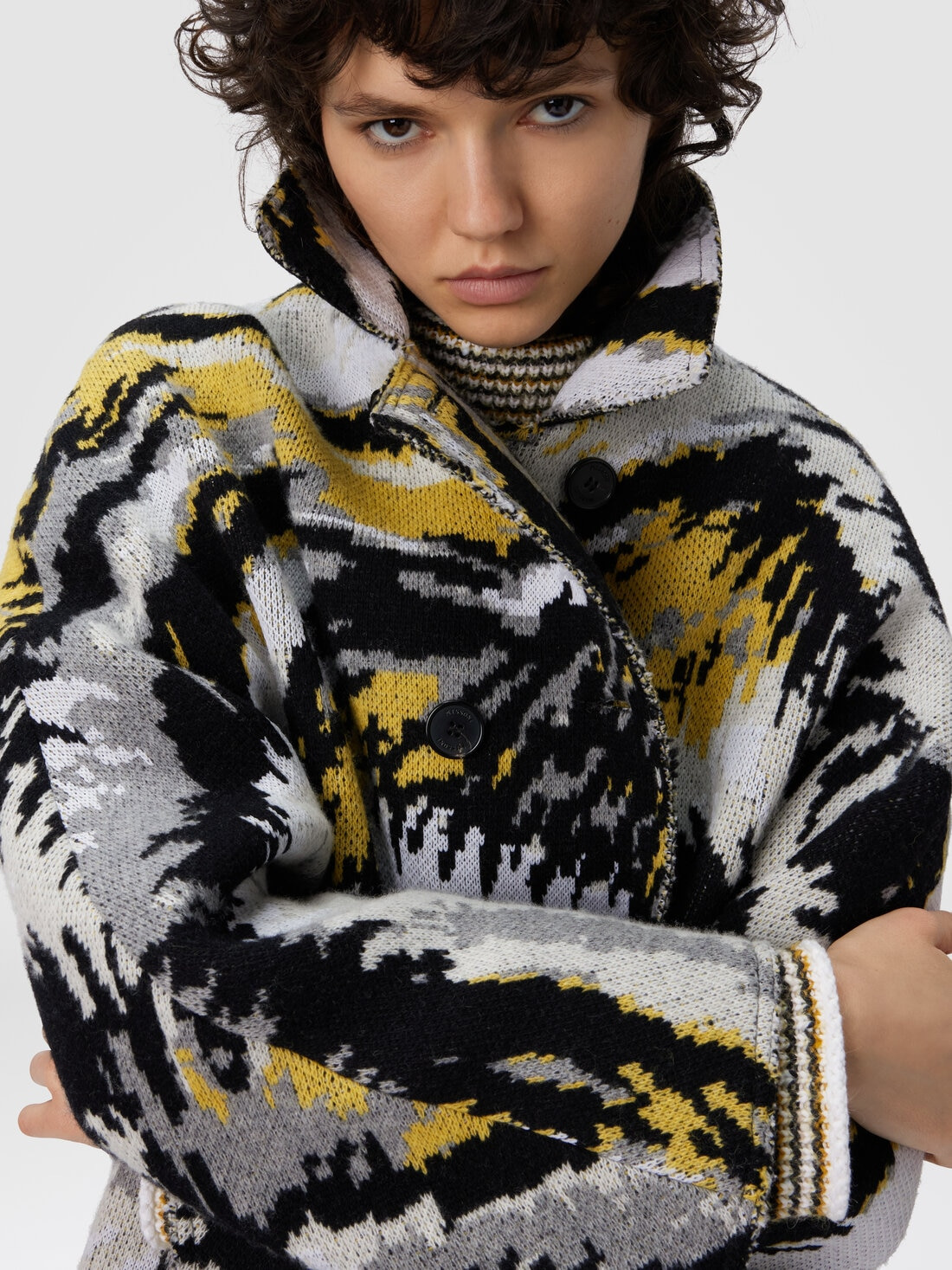 Double-Breasted Caban with Tiger Pattern - 5