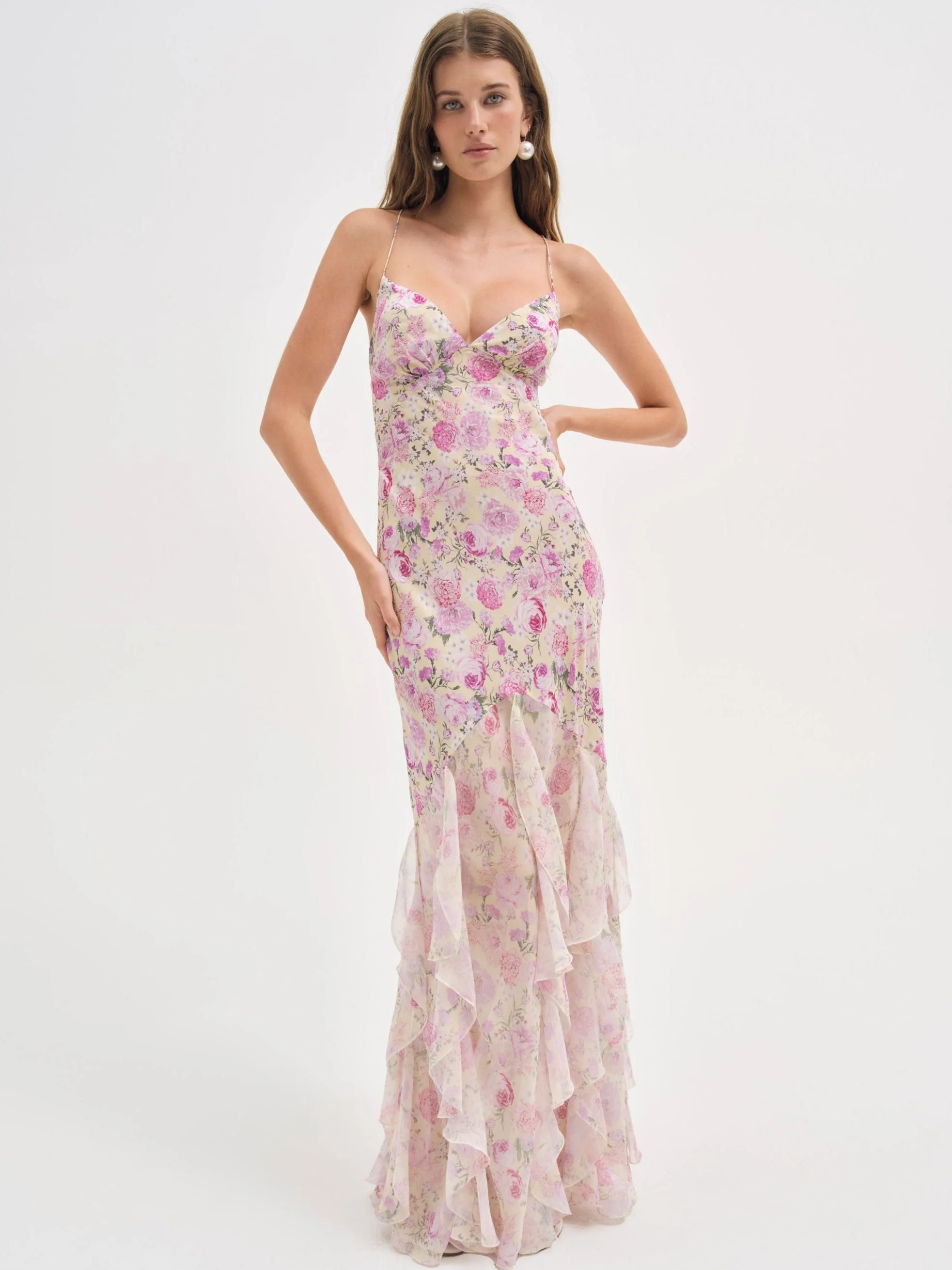 For Love & Lemons Elea Maxi Dress - CD3468-SU25-YELLOW | REVERSIBLE