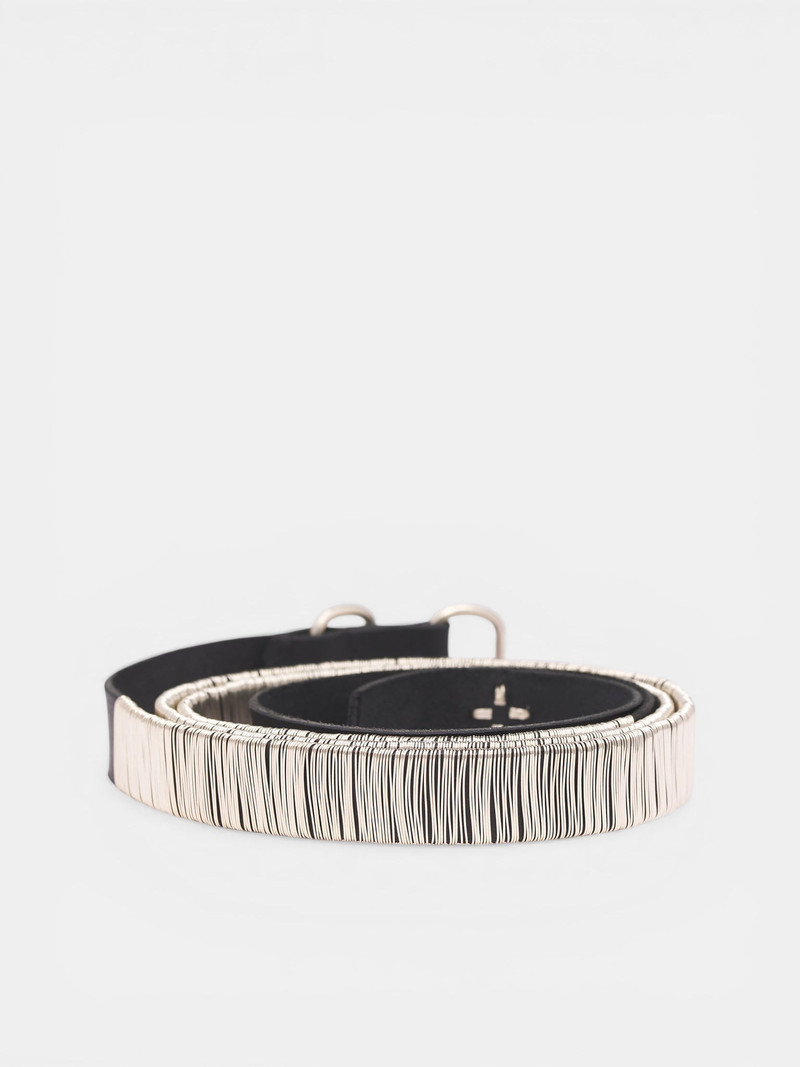 M.A+ Black Leather Silver String Belt outlook