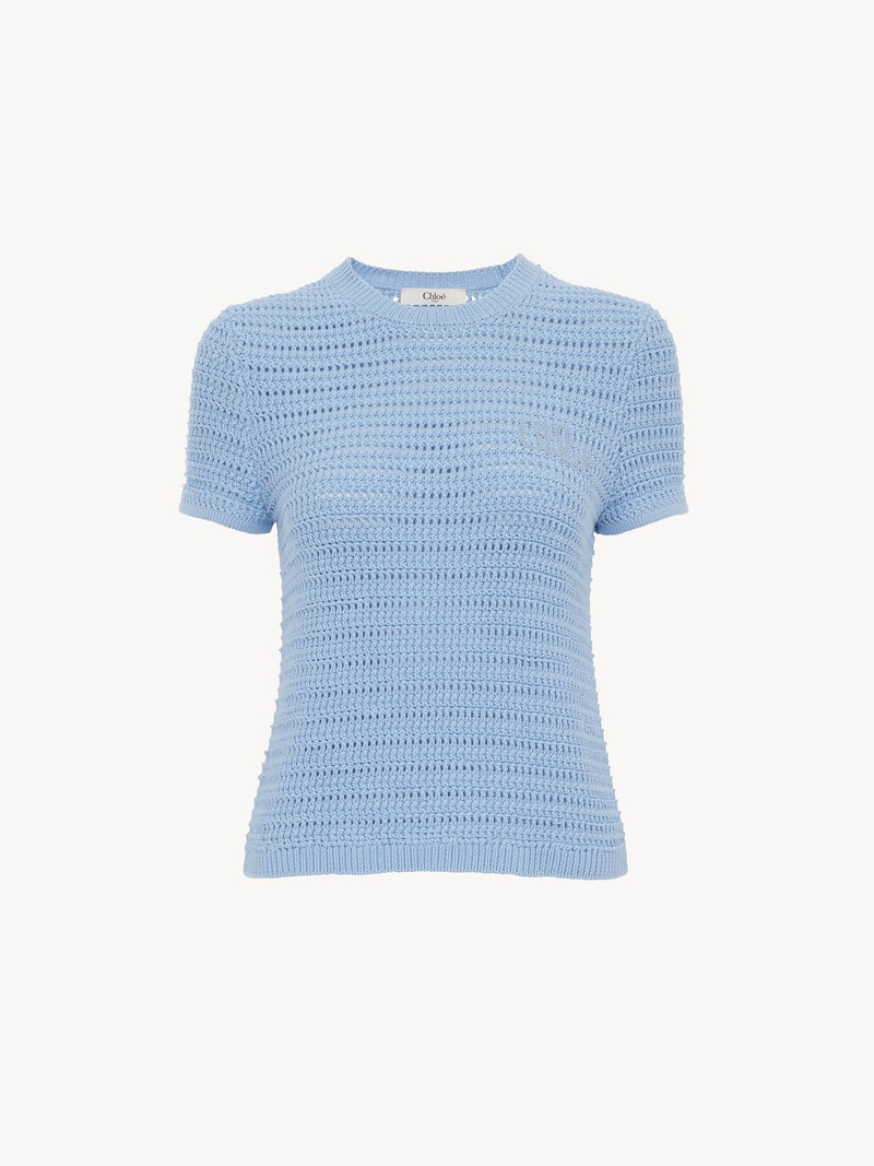 Chloé CREW-NECK LOGO TOP IN COTTON CROCHET KNIT outlook