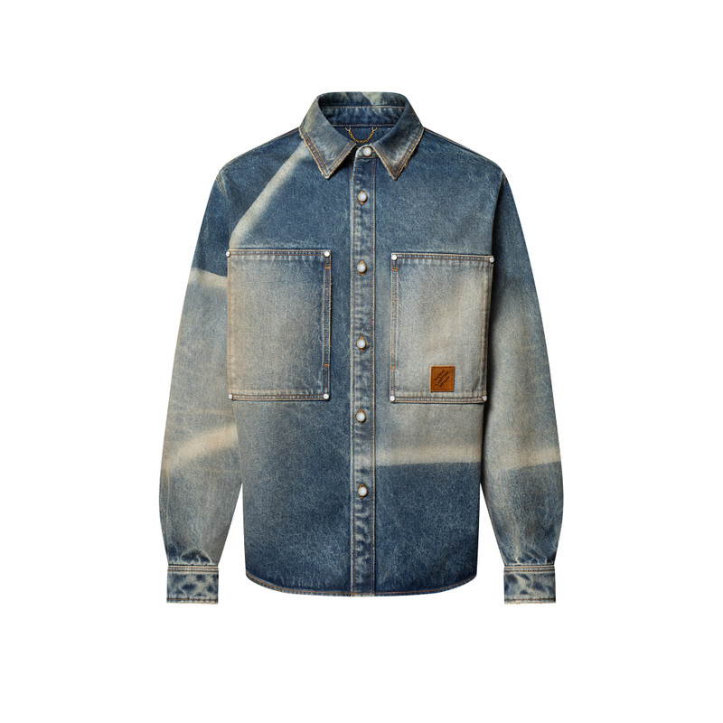 Sunfaded Effect Denim Long-Sleeved Shirt 1