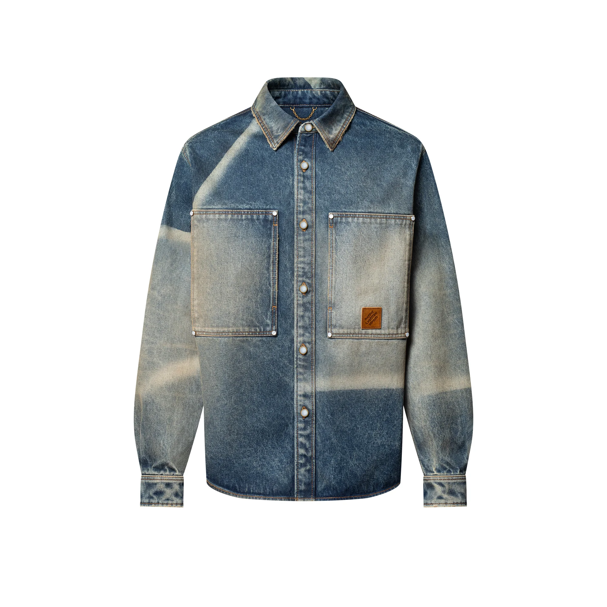 Sunfaded Effect Denim Long-Sleeved Shirt - 1