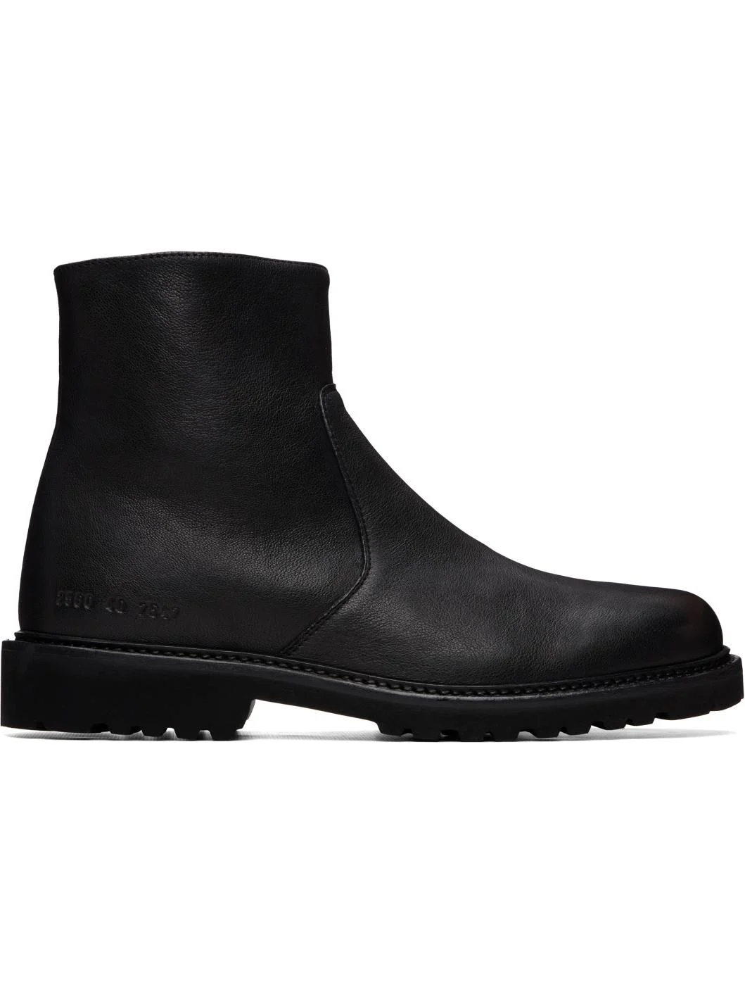 Black Leather Piuma Zipper Boots - 1
