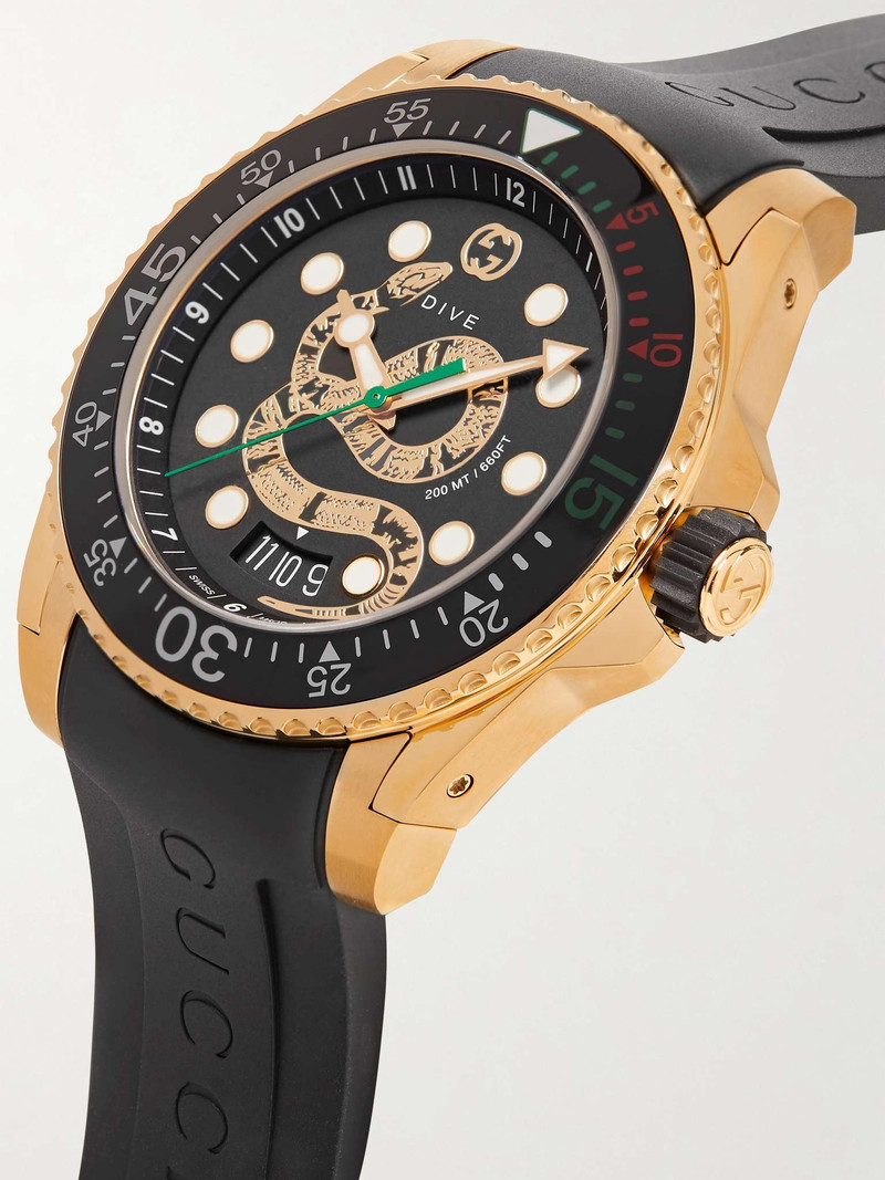 Dive 45mm Gold PVD-Coated Watch with Rubber Strap 5