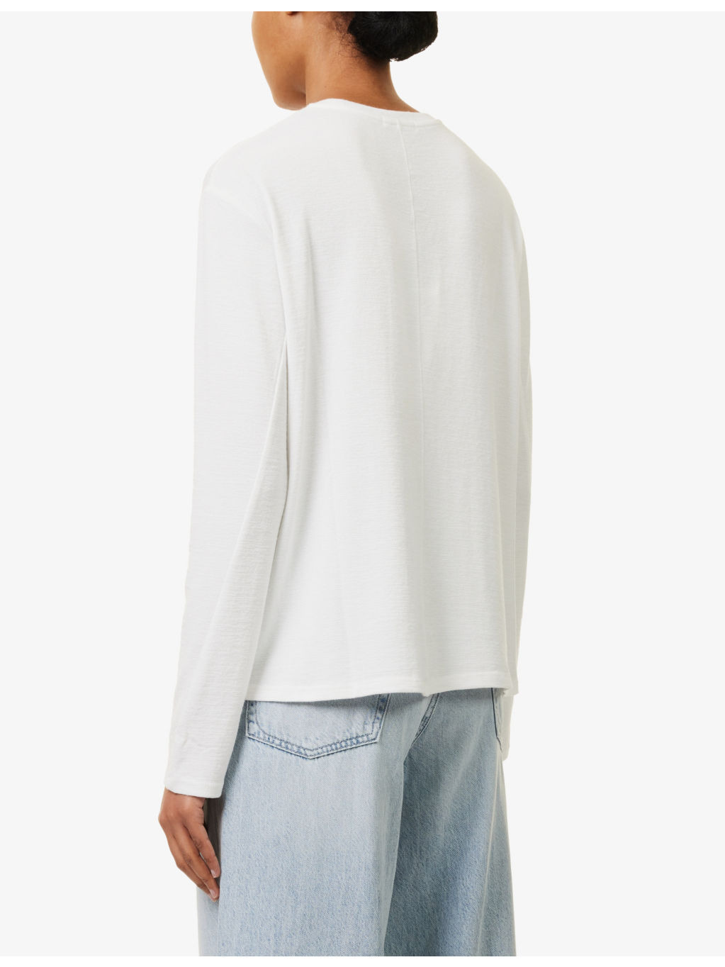 Split-hem long-sleeved woven top - 4