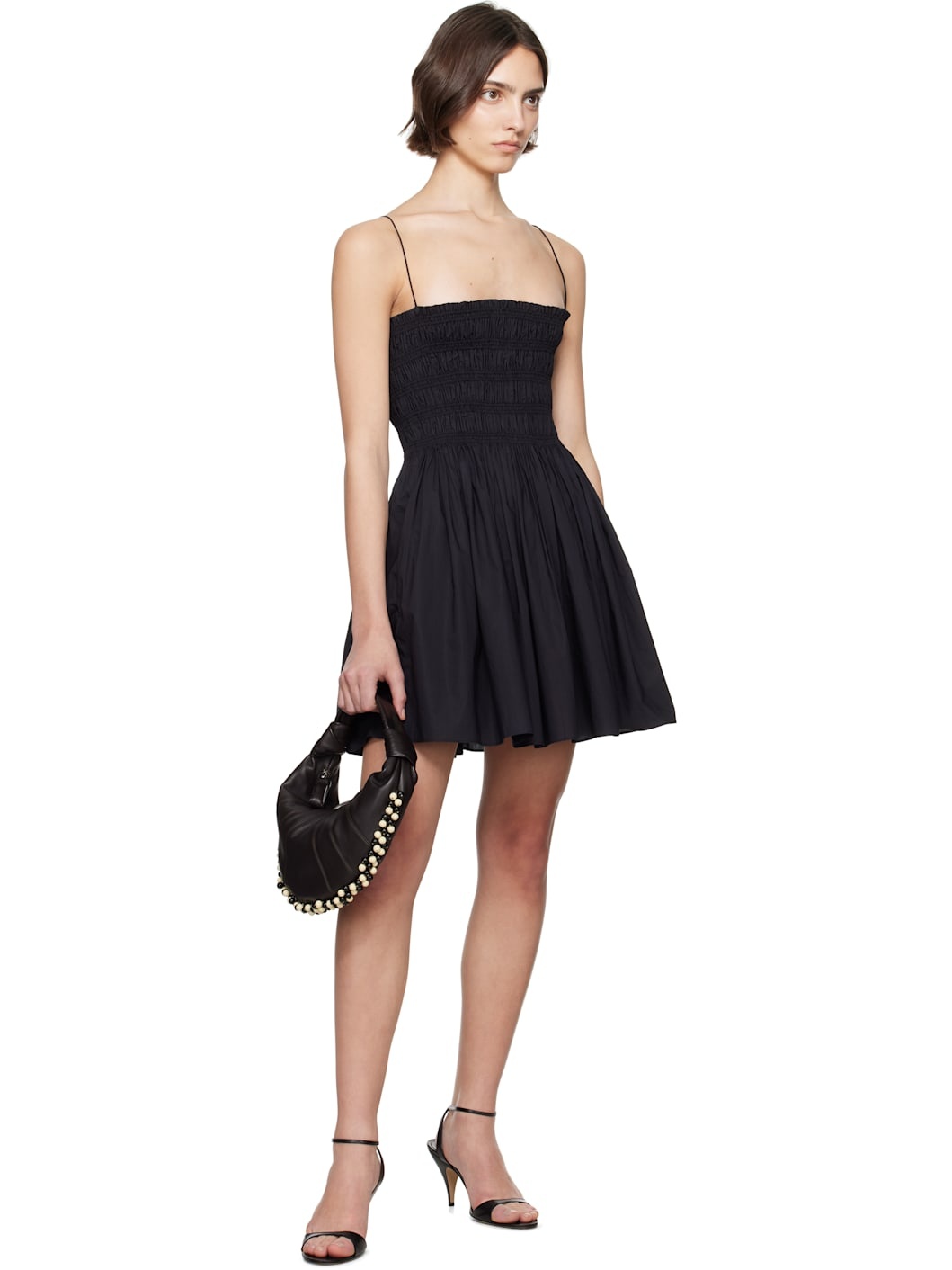 Black Shirred Bodice Minidress - 4