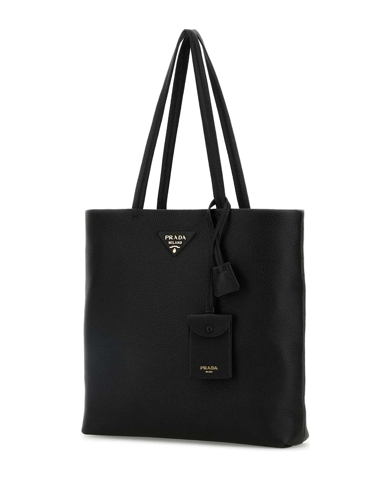 Black Leather Shopping Bag - 2