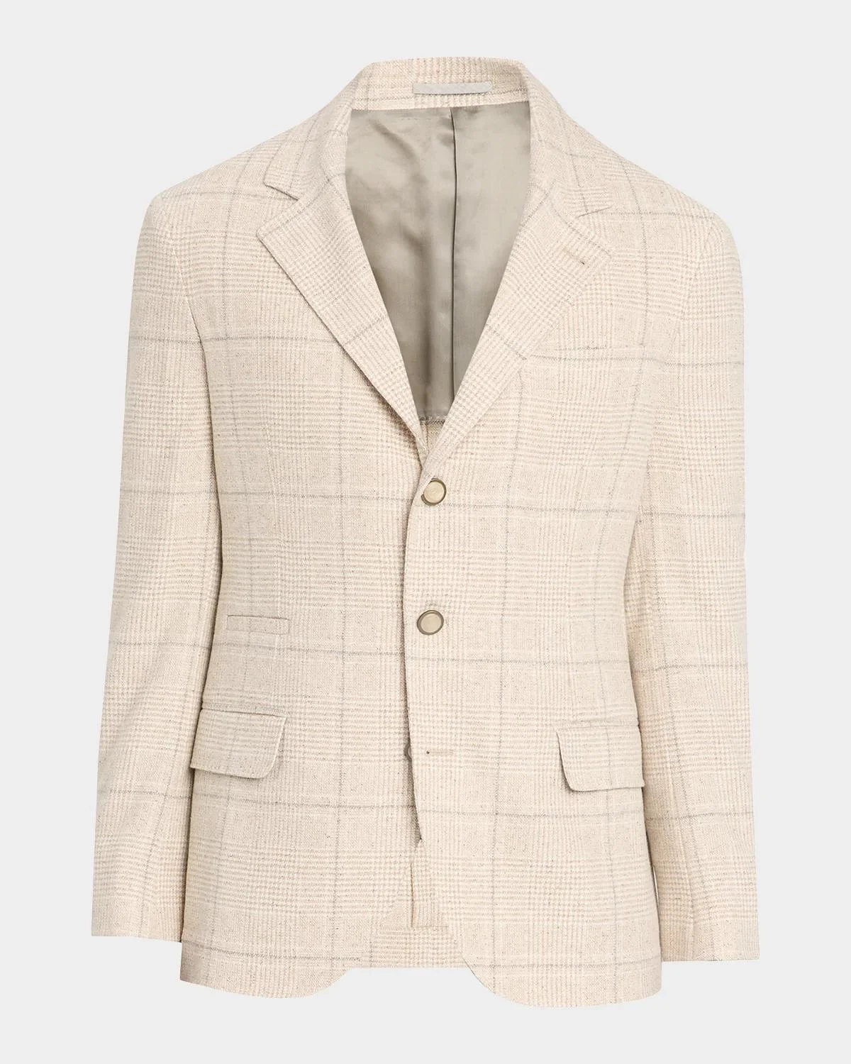 Men's Silk and Wool Plaid Suit Jacket - 1