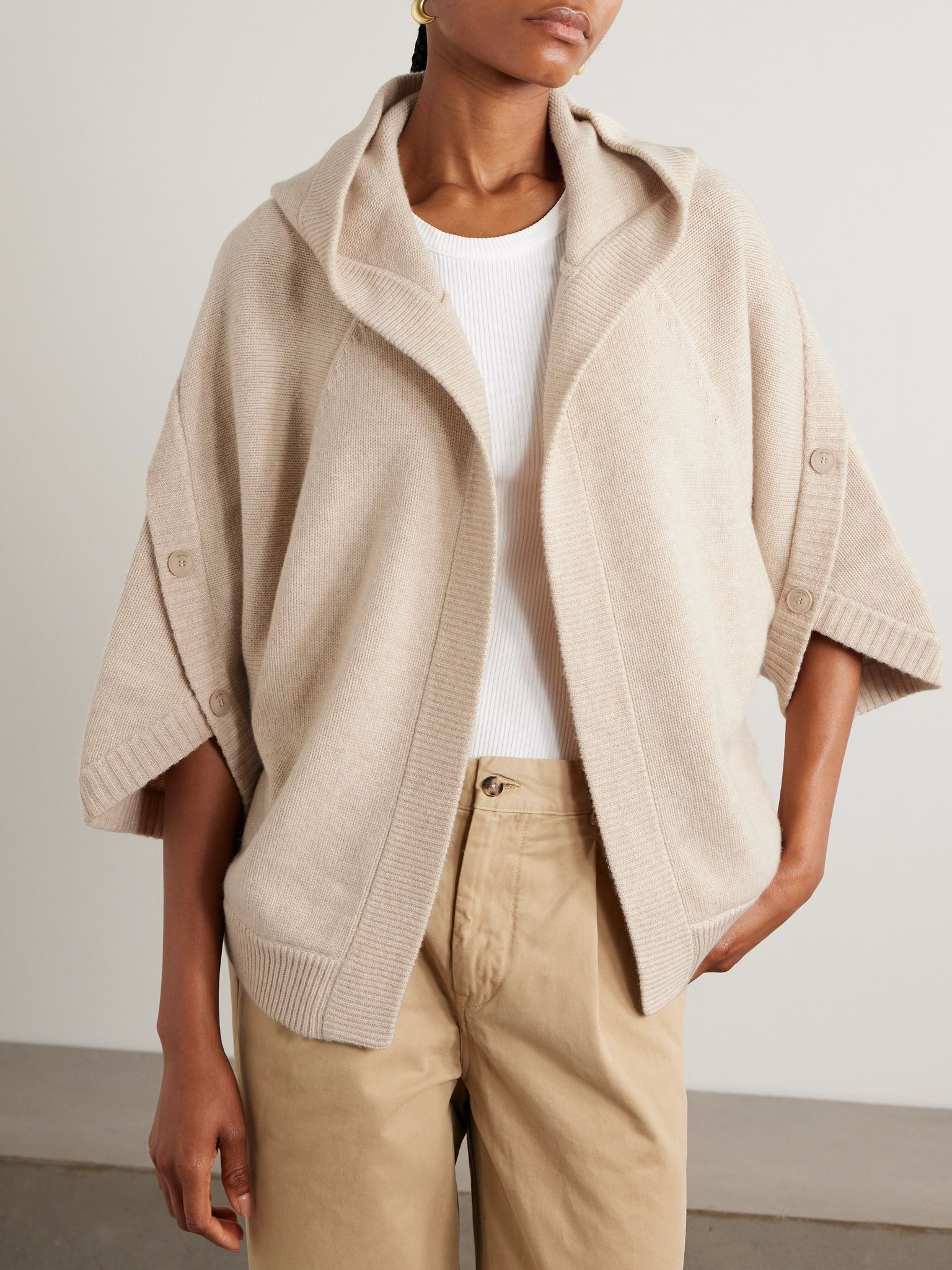 Vals hooded wool and cashmere-blend cardigan Sand - 3