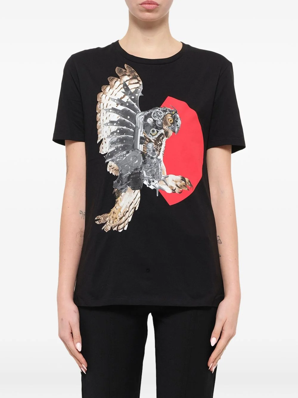 mechanical owl-print T-shirt - 1