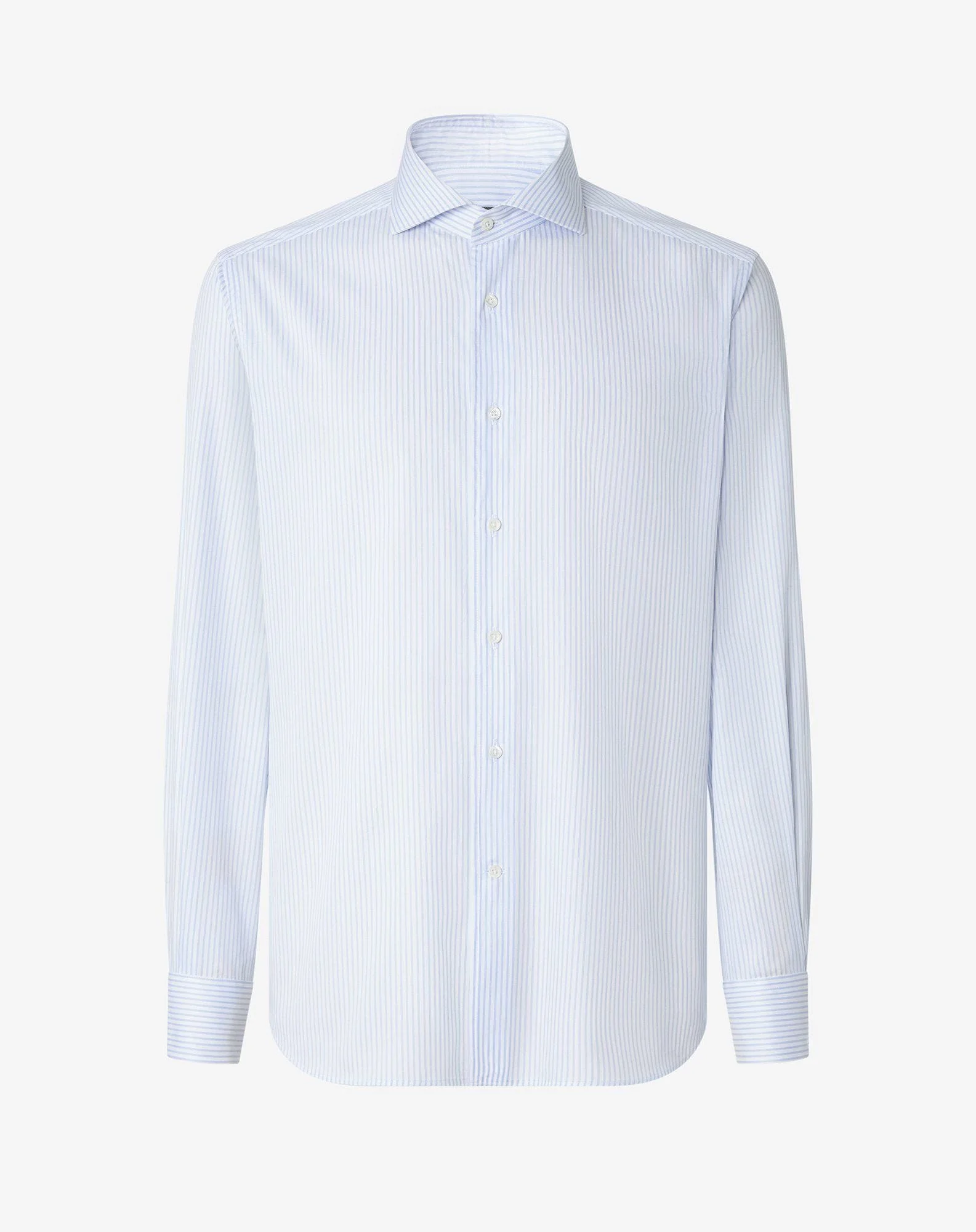 Cotton twill shirt with light blue and white stripe design - 1