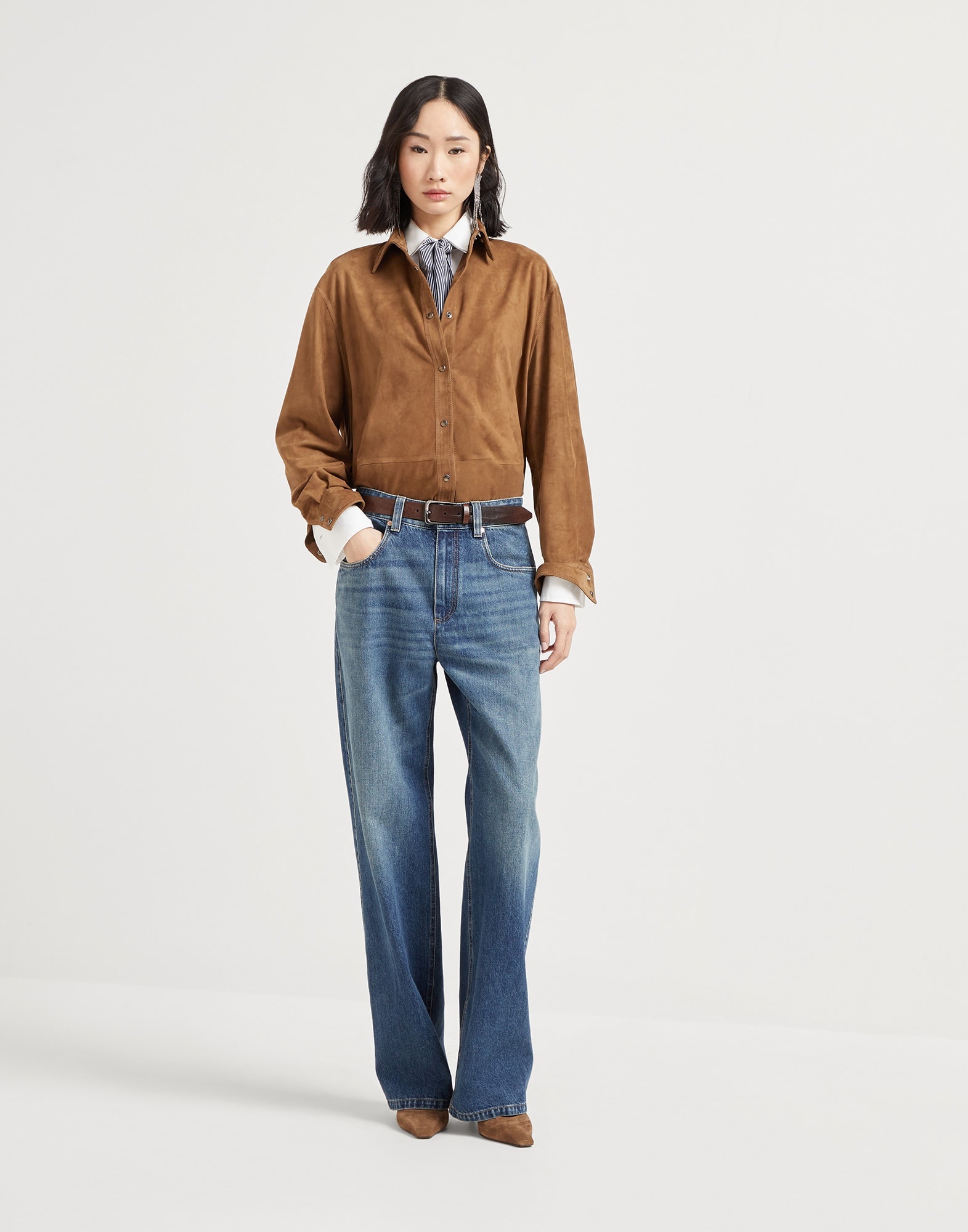 Suede shirt with monili - 5