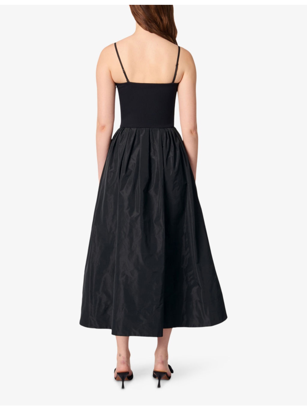 Strapless Mesh and Taffeta Midi Dress - 4