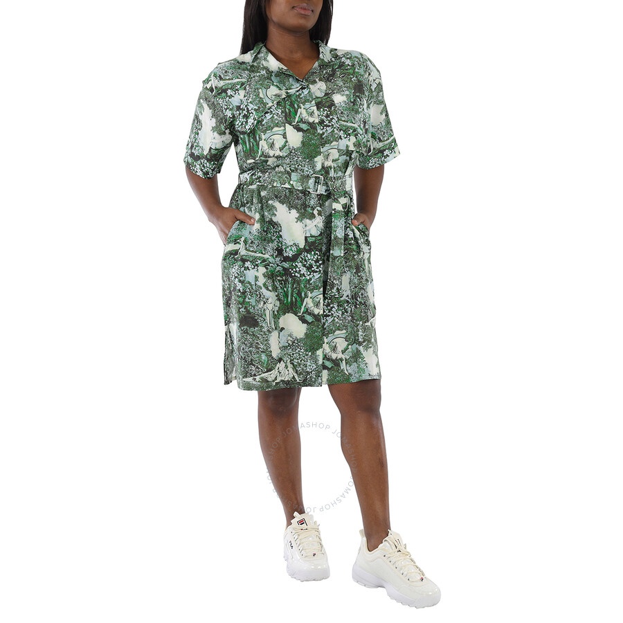Kenzo Ladies Dark Khaki Dreamers Printed Shirt Dress - 4