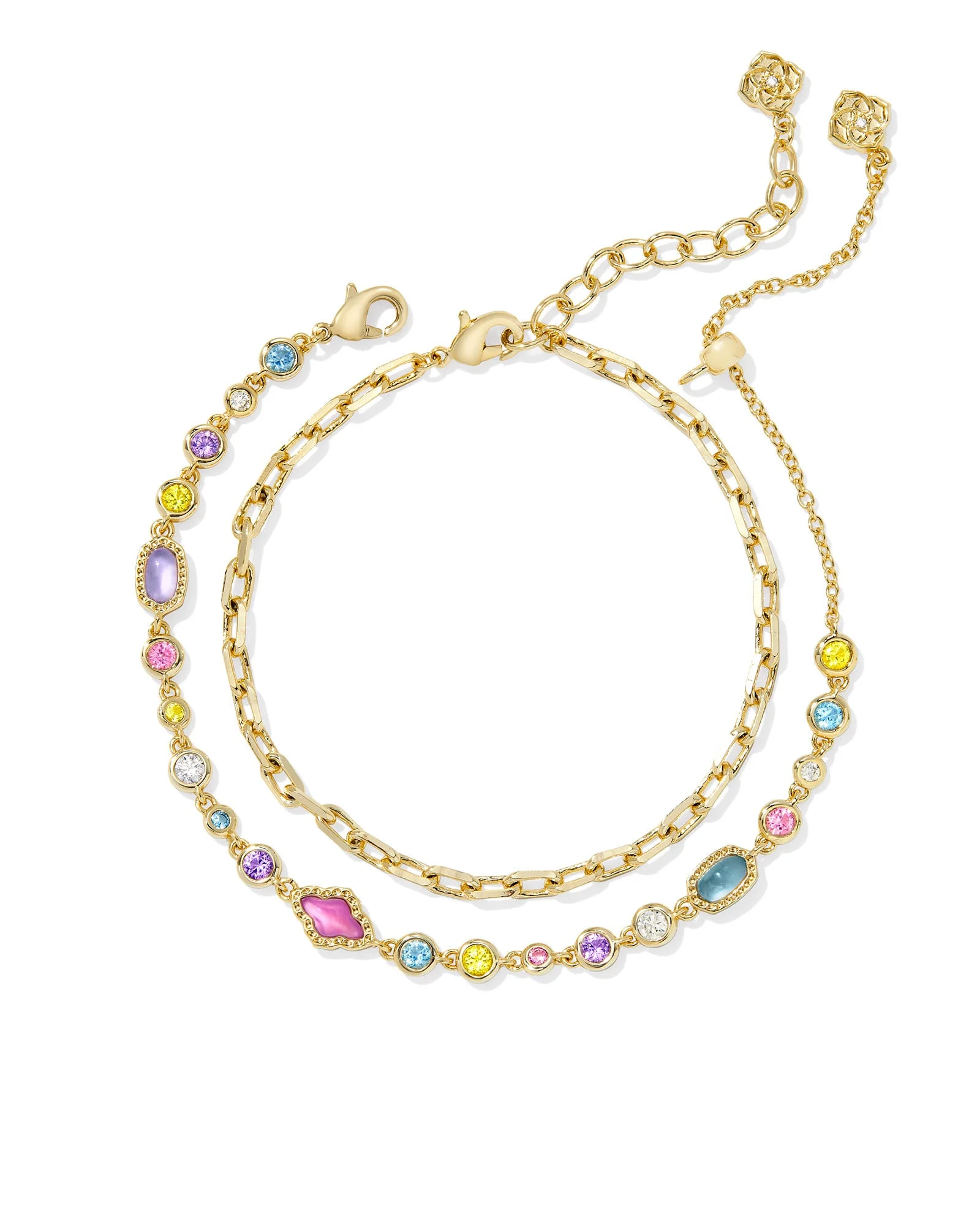 Mini Elisa and Abbie Gold Set of 2 Delicate Chain Bracelets - 1