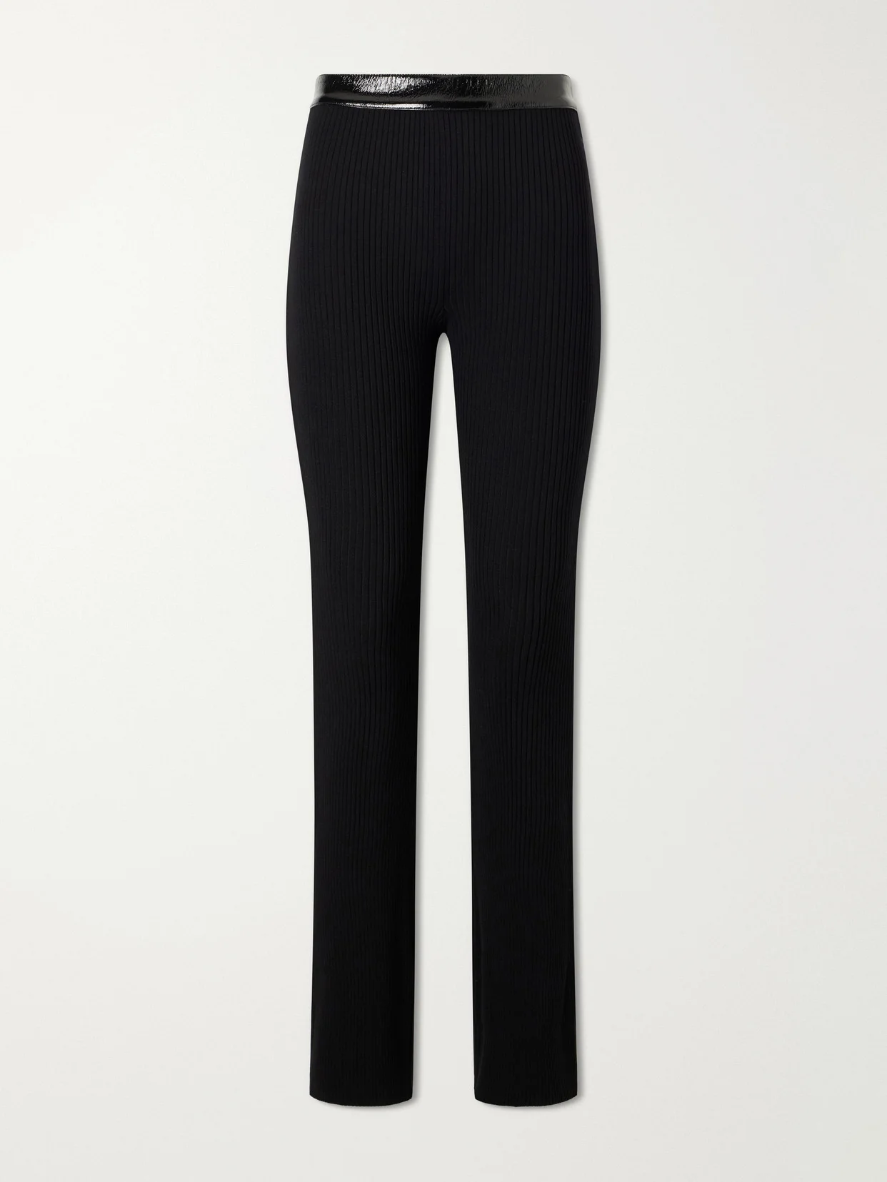 Ribbed Flared Vinyl Pants - 1