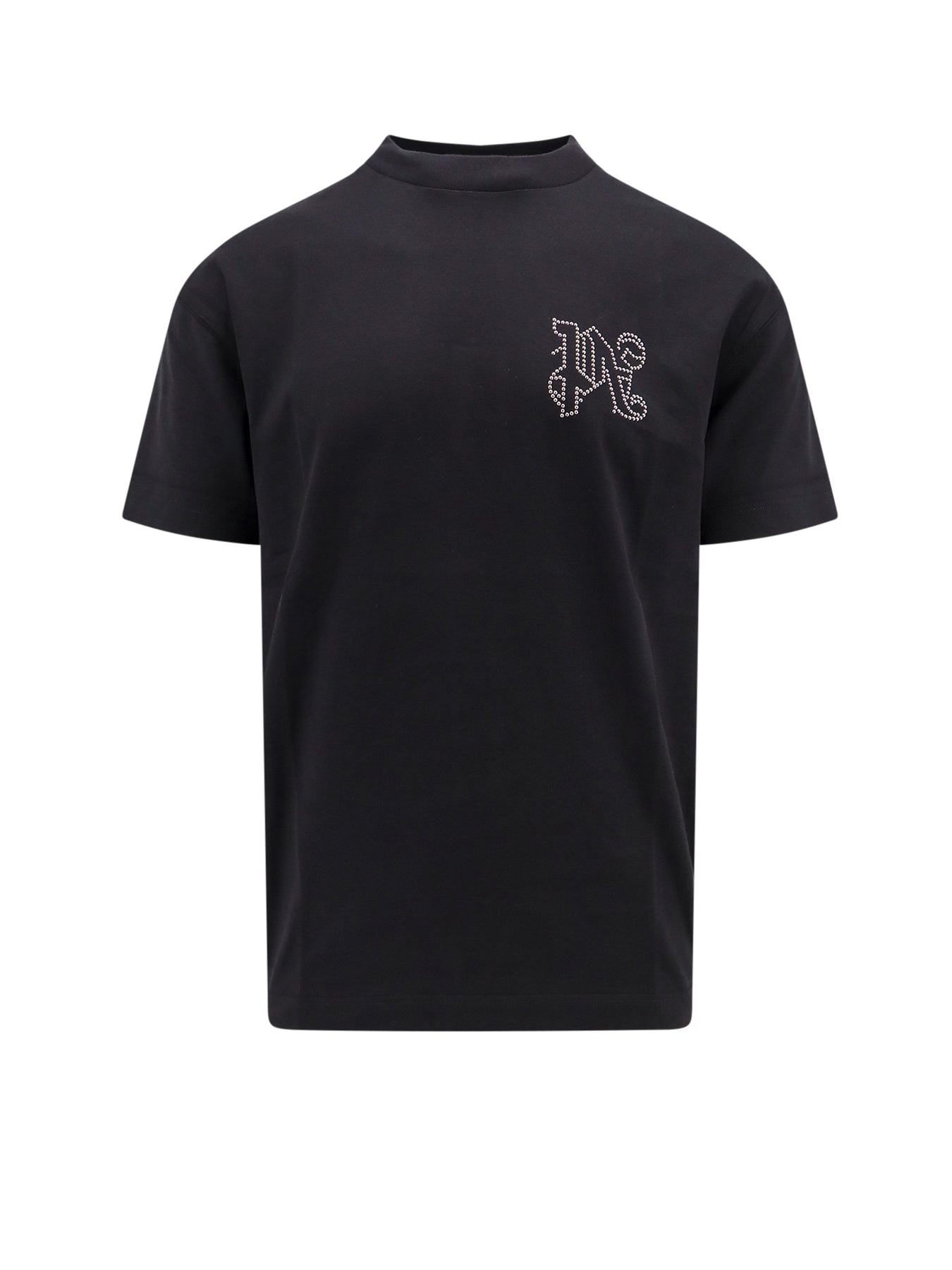 Cotton T-shirt with studded monogram on the front - 1