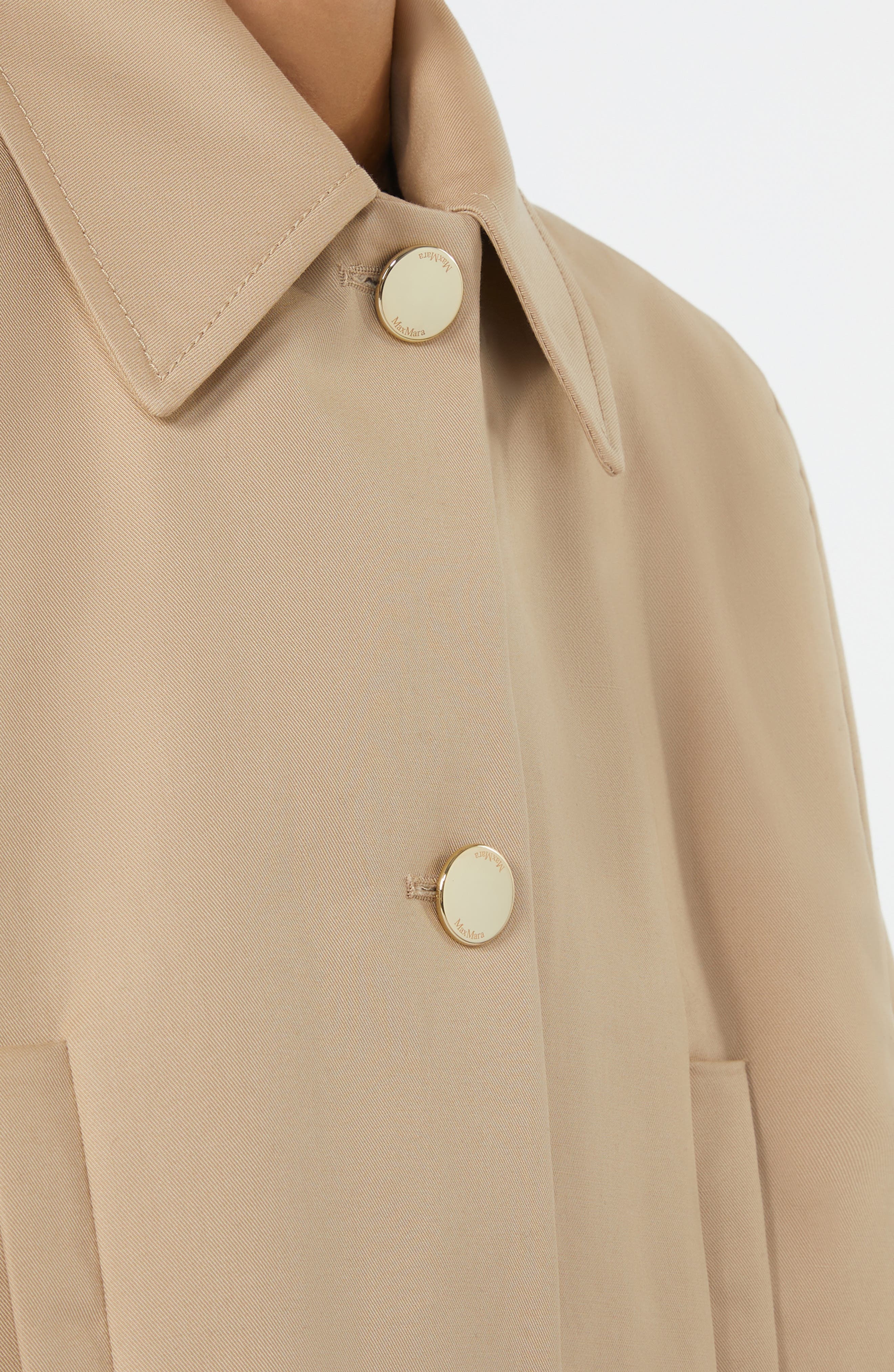 Max Mara Padre Water Repellent Cotton Gabardine Crop Cape in Sabbia at Nordstrom - 3