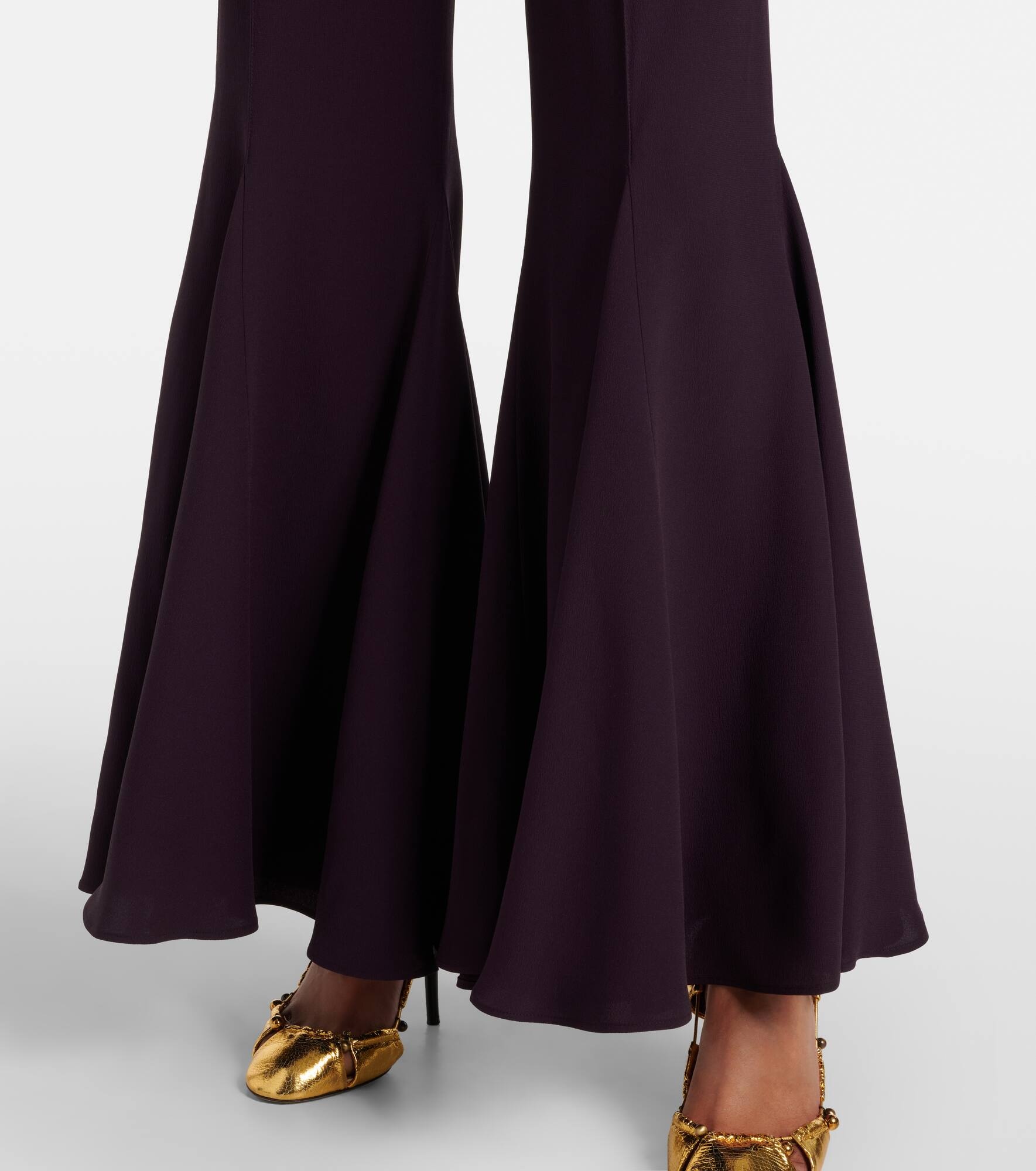 Crêpe satin flared pants - 5