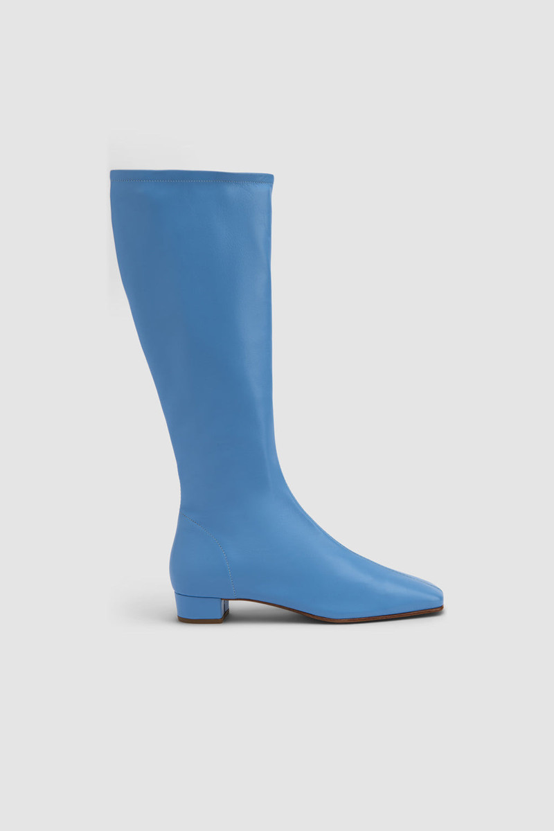 Edie Cyan Nappa Leather Knee-High Boot 1