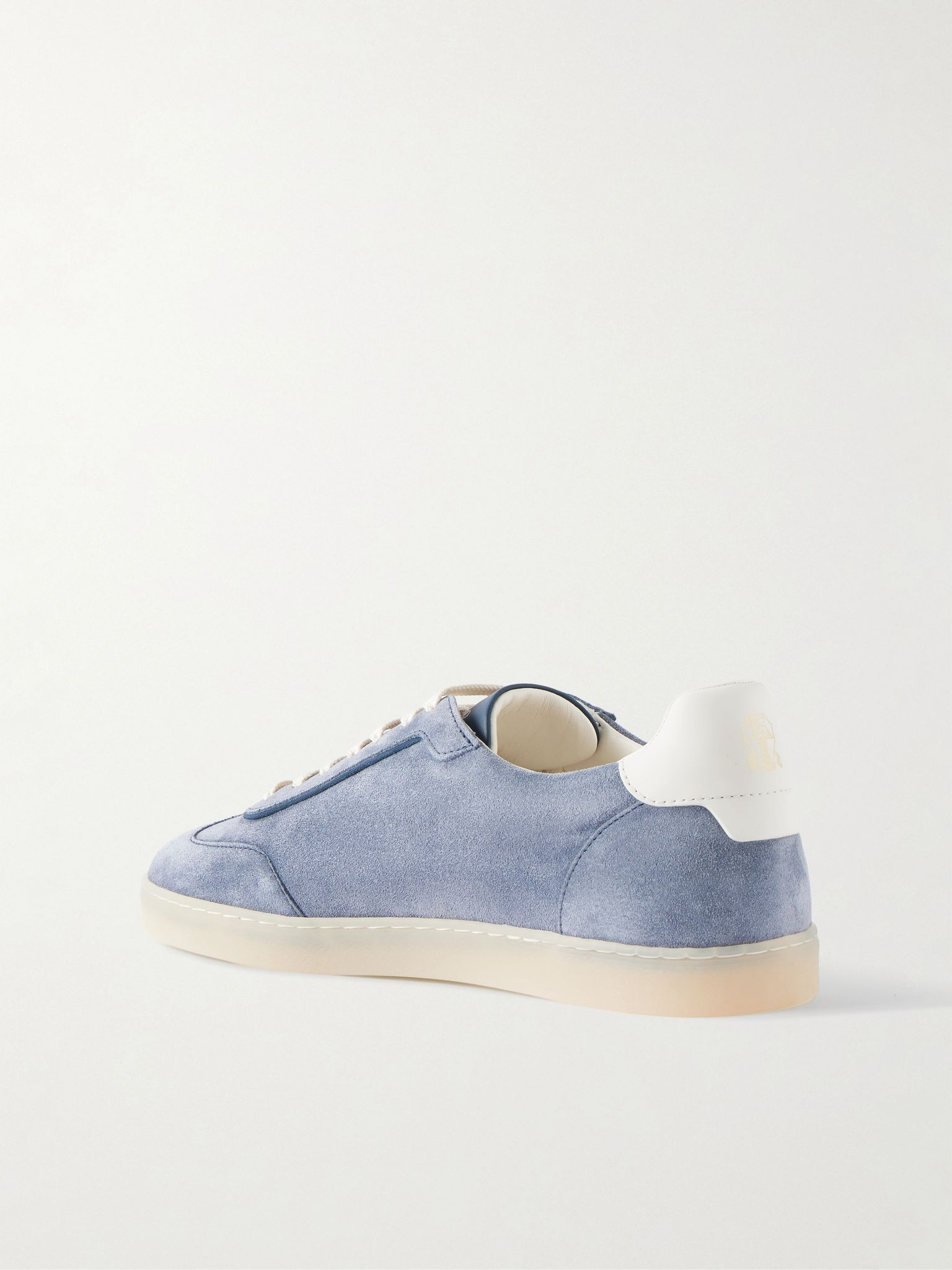 Leather-Trimmed Suede Sneakers Blue - 4