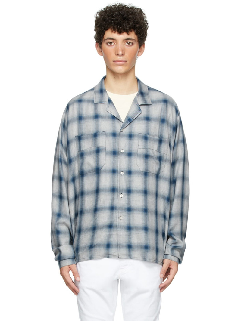 Rhude Grey & Blue Check Camp Shirt outlook