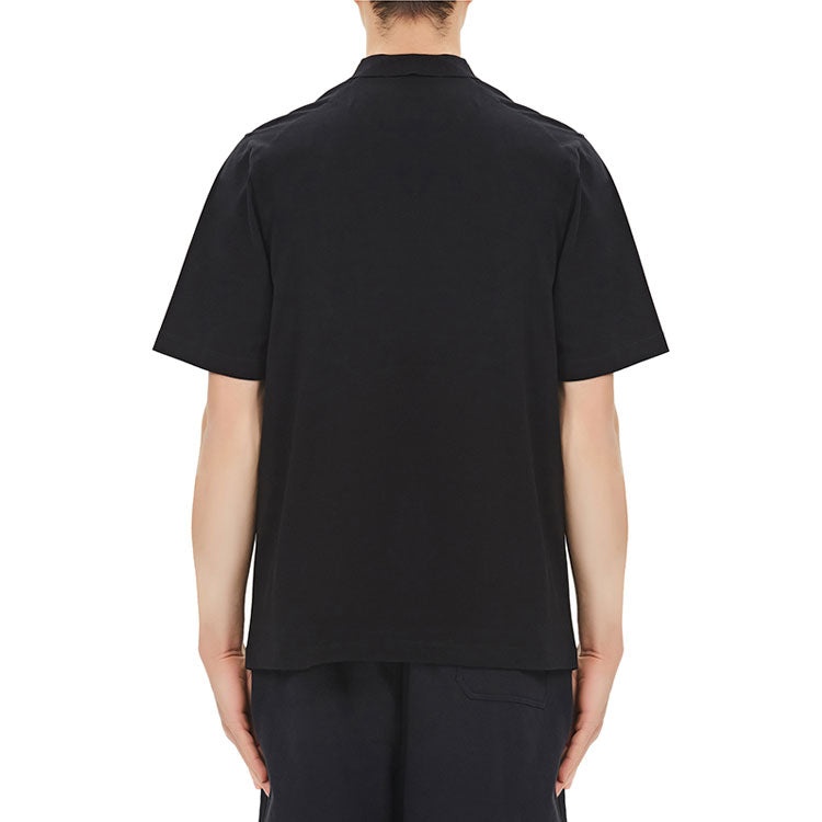Men's Y-3 Casual Solid Color Cotton Polo Shirt Black FN3355 - 4