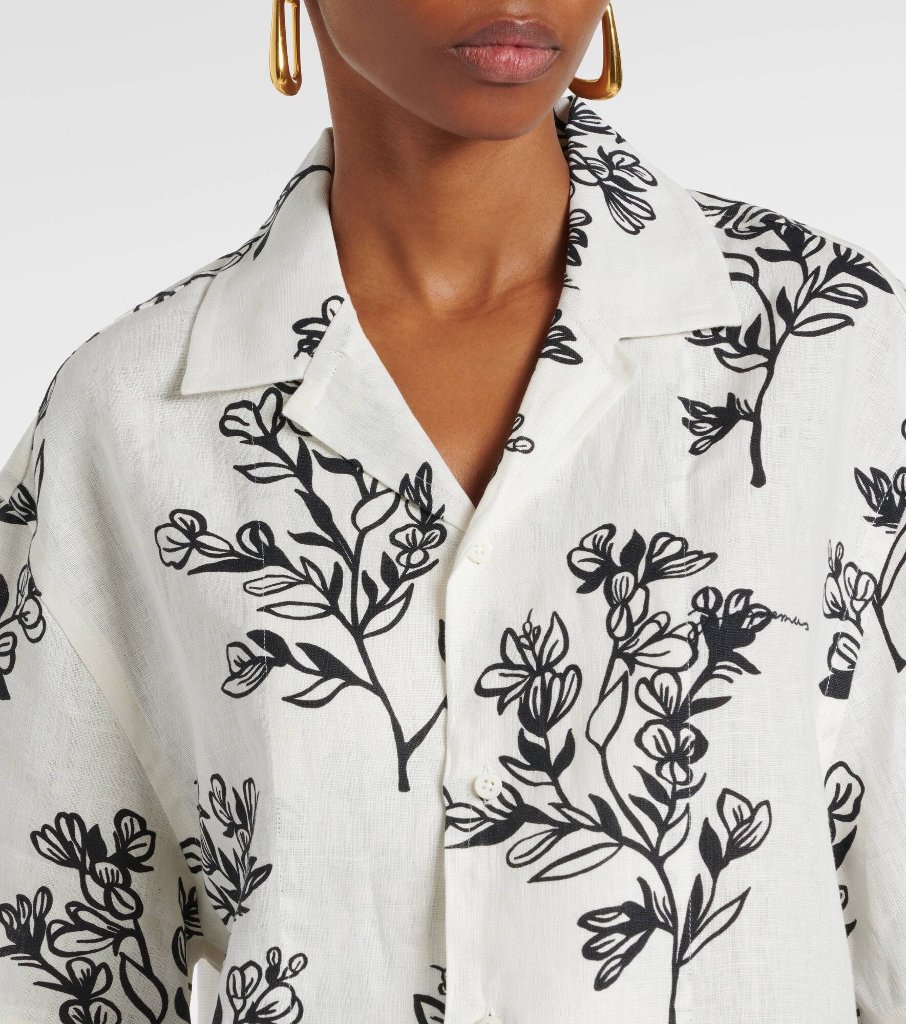 Jean floral linen bowling shirt - 4