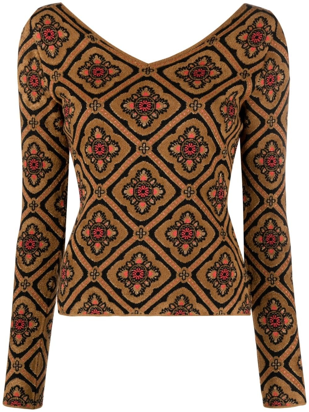 long-sleeved knitted top - 1